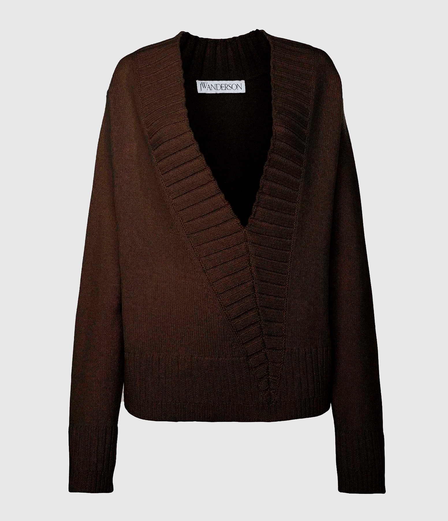 Pull Slanted V Neck Dark Brown