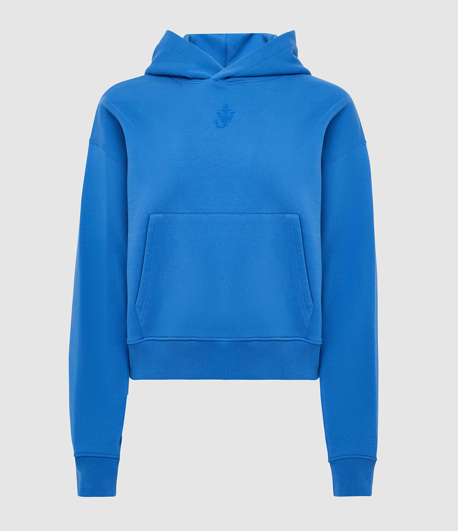 Hoodie Cropped Anchor Embroidery Bright Blue