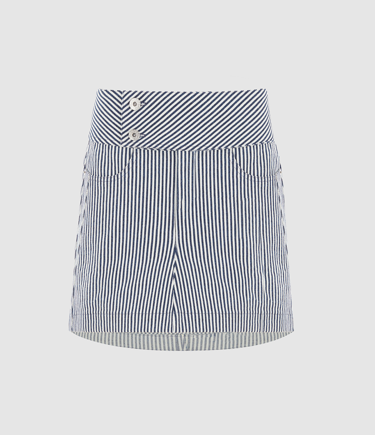 Jupe Mini Curved Hem Off White Navy