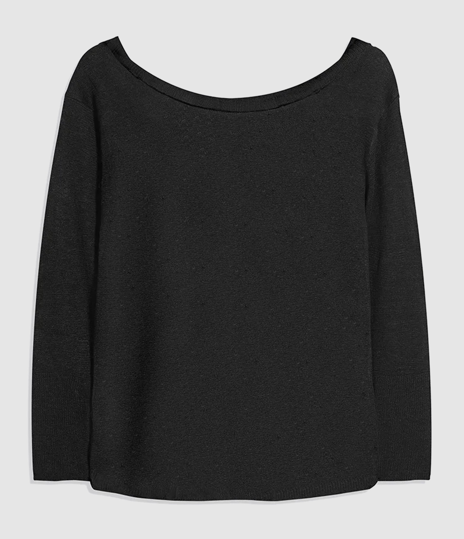 Pull Col Bateau Manches 3/4 Noir