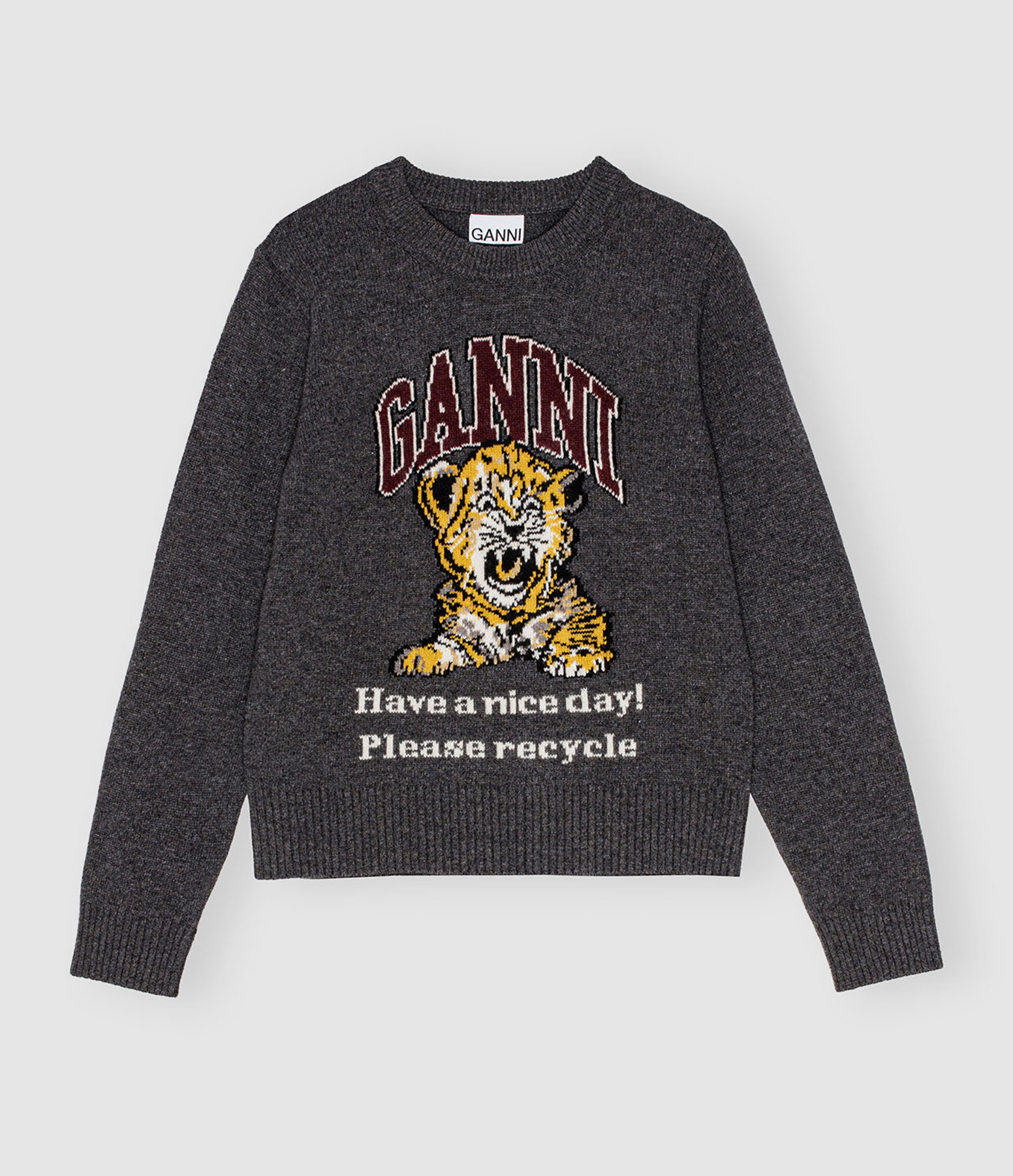 Sweatshirt Graphic Wool Mix Tiger Gray Quill
