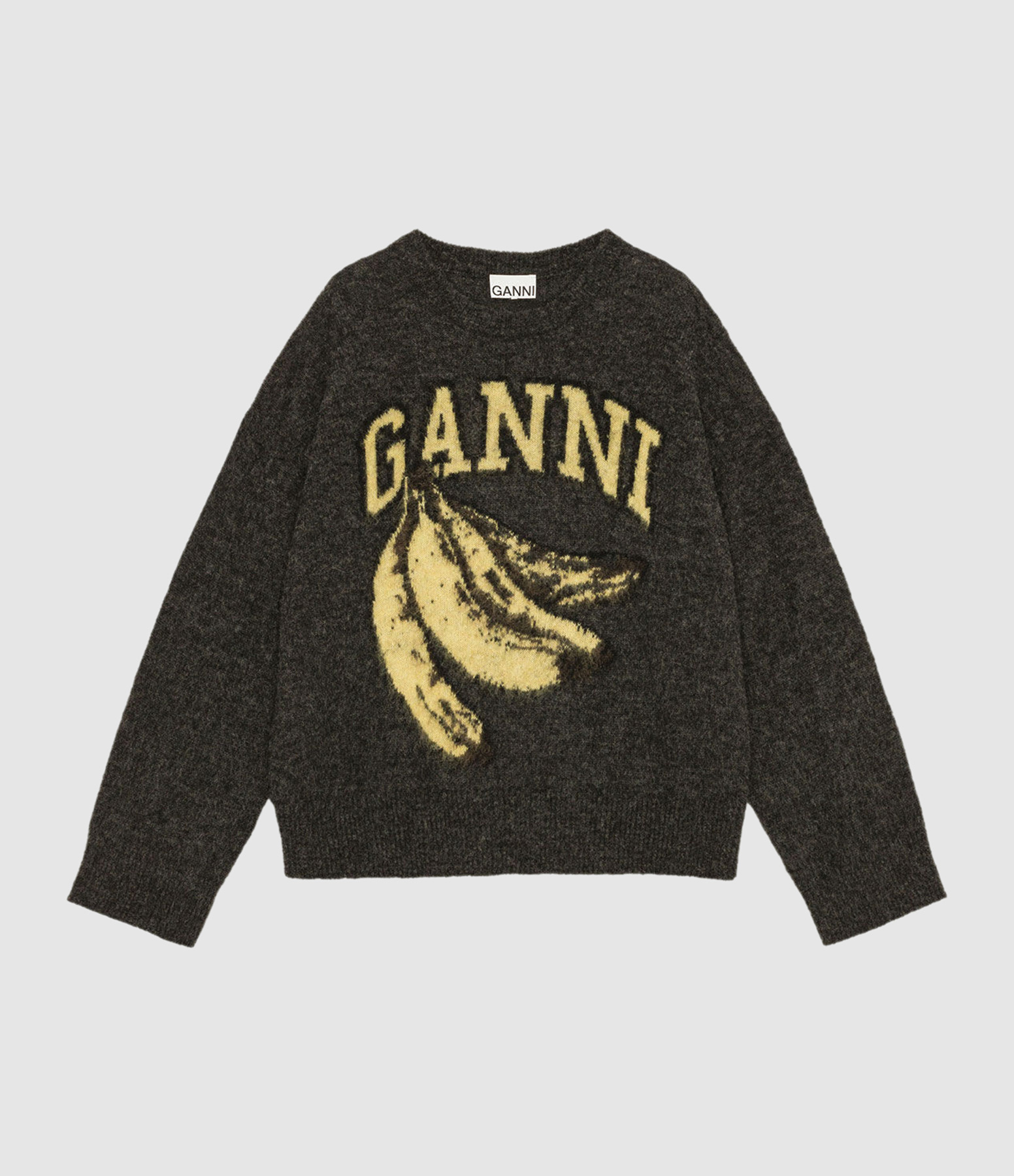 Pull Fine Brushed Alpaca Banana Oversized O-Neck Phantom