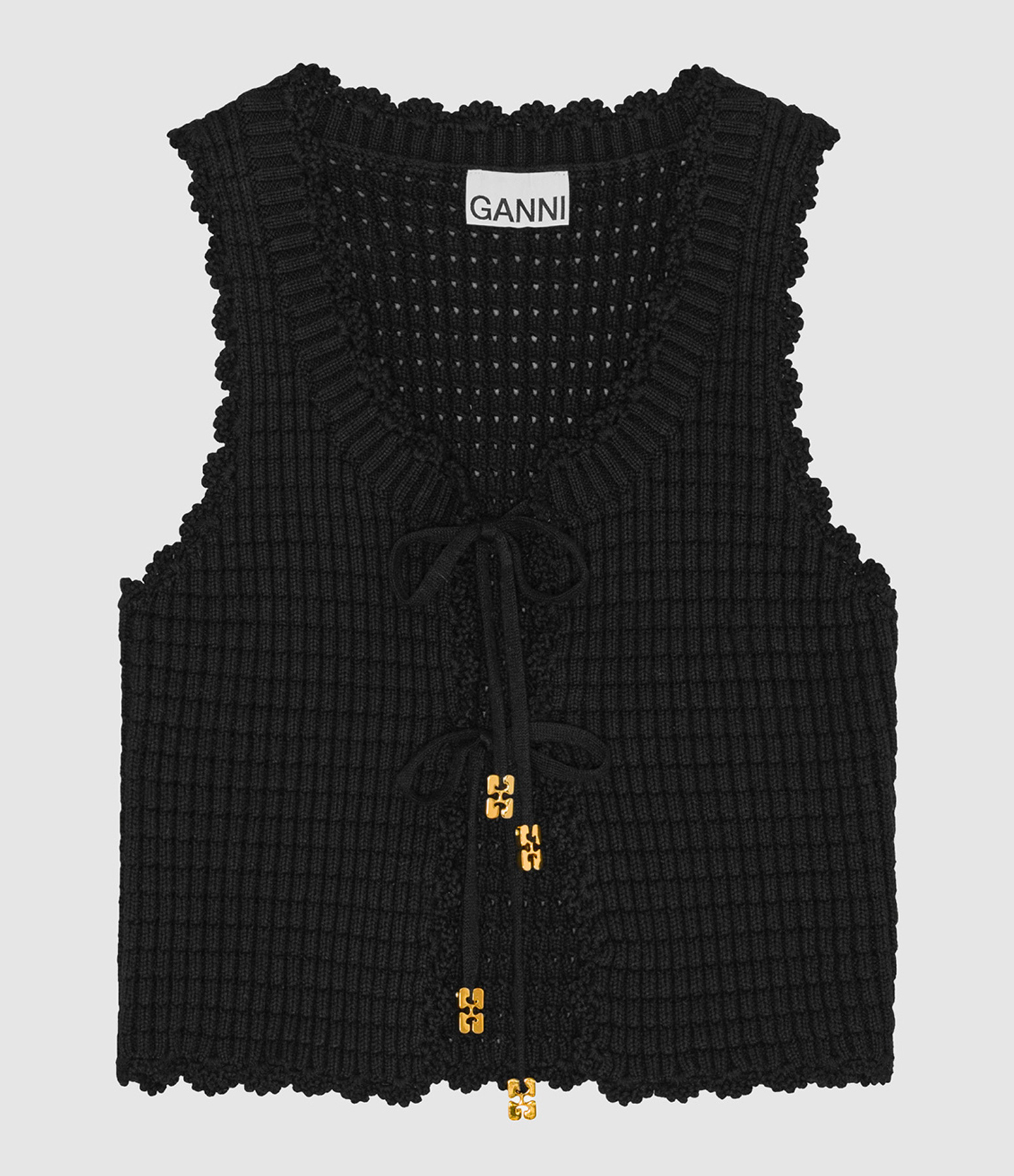 Top Maille Noir Lacets