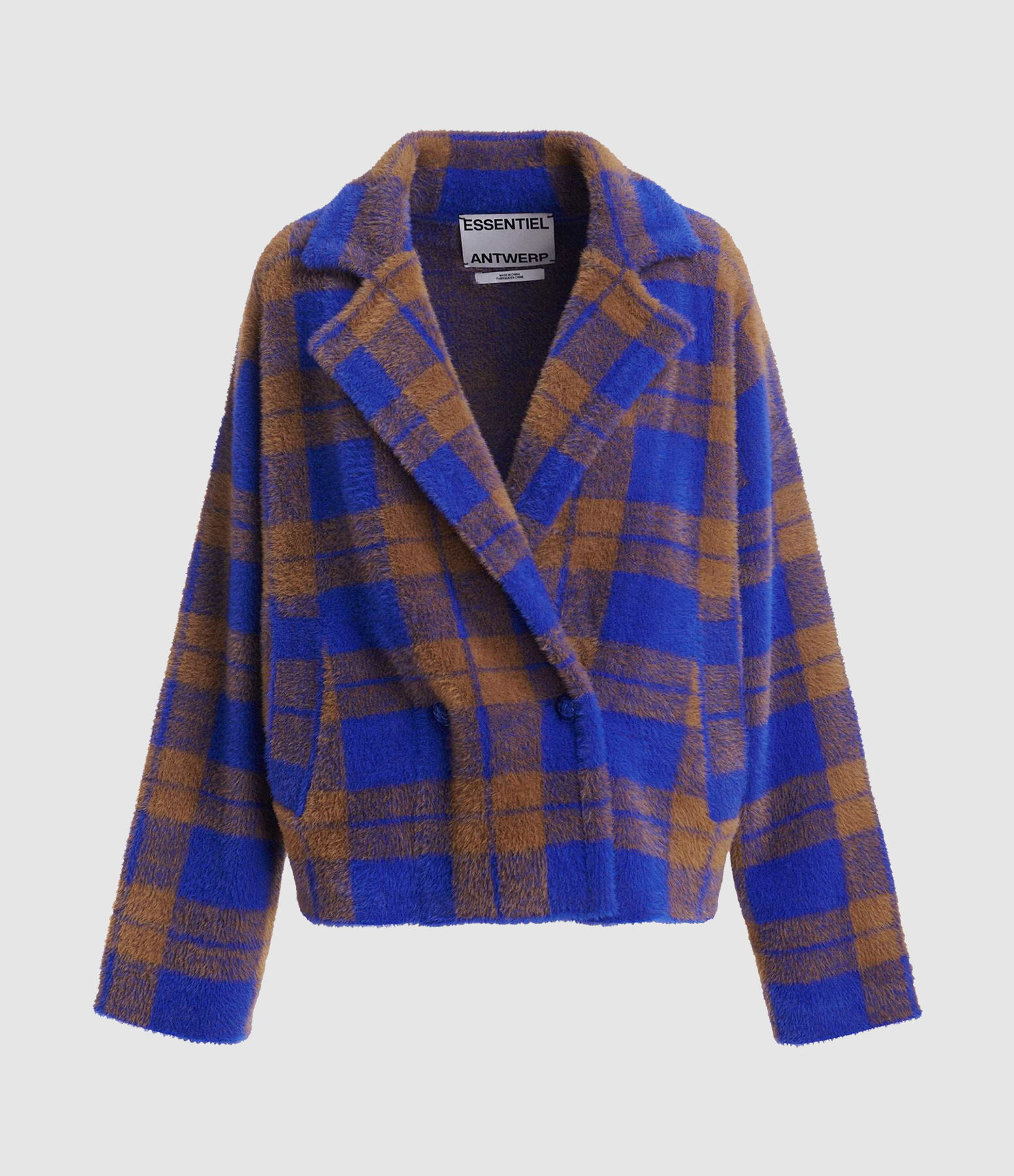 Cardigan Karreau Bleu Brun