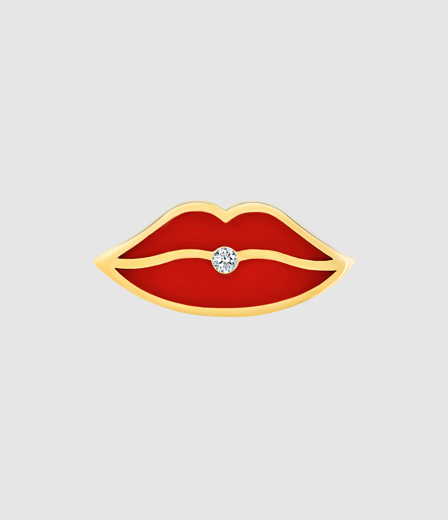 Boucle d'oreille Pin's Kiss Me Diamant Or Jaune (vendue à l'unité)