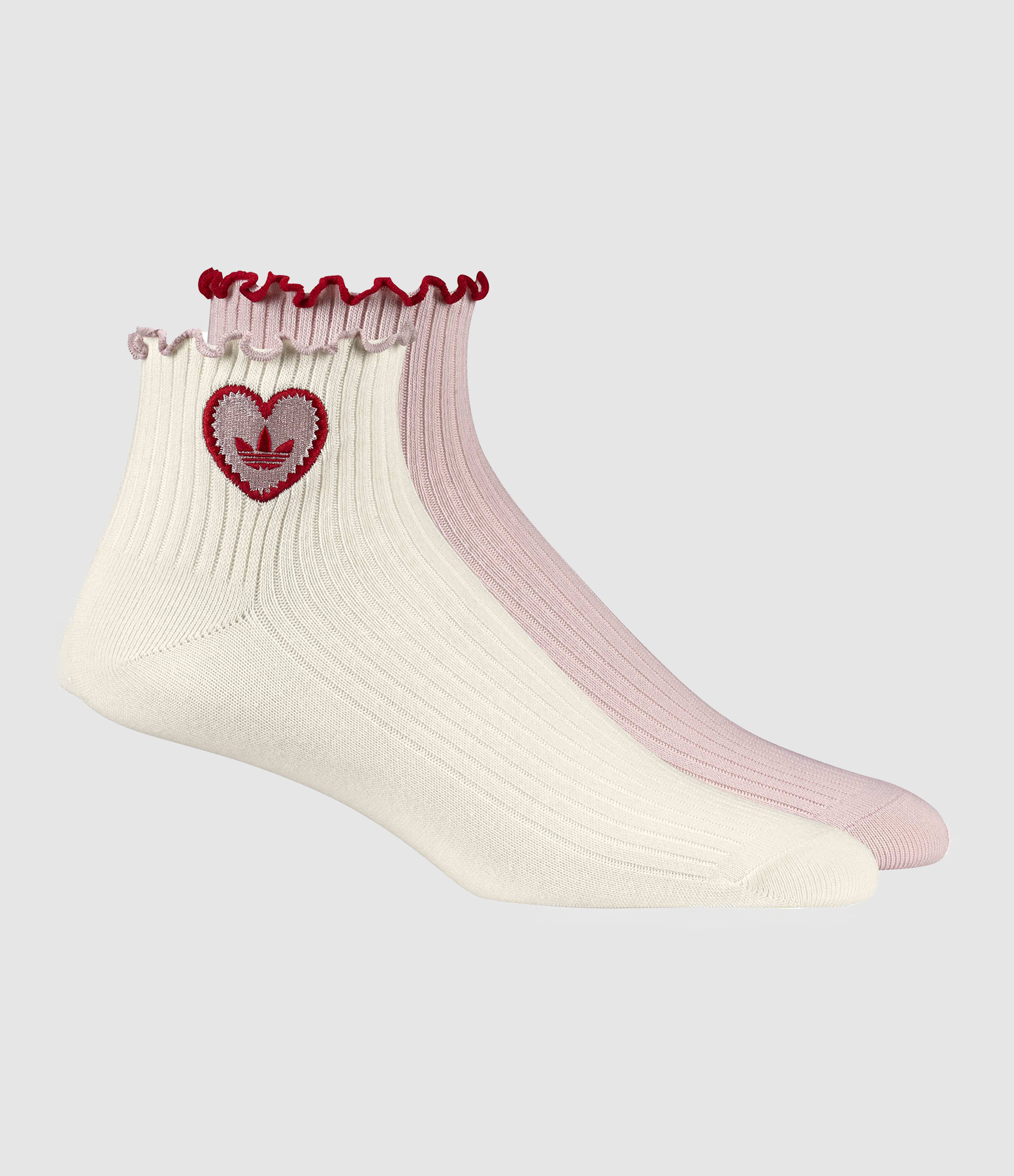 Chaussettes 1/4S 2P Ruffle Cream White/Sandy Pink