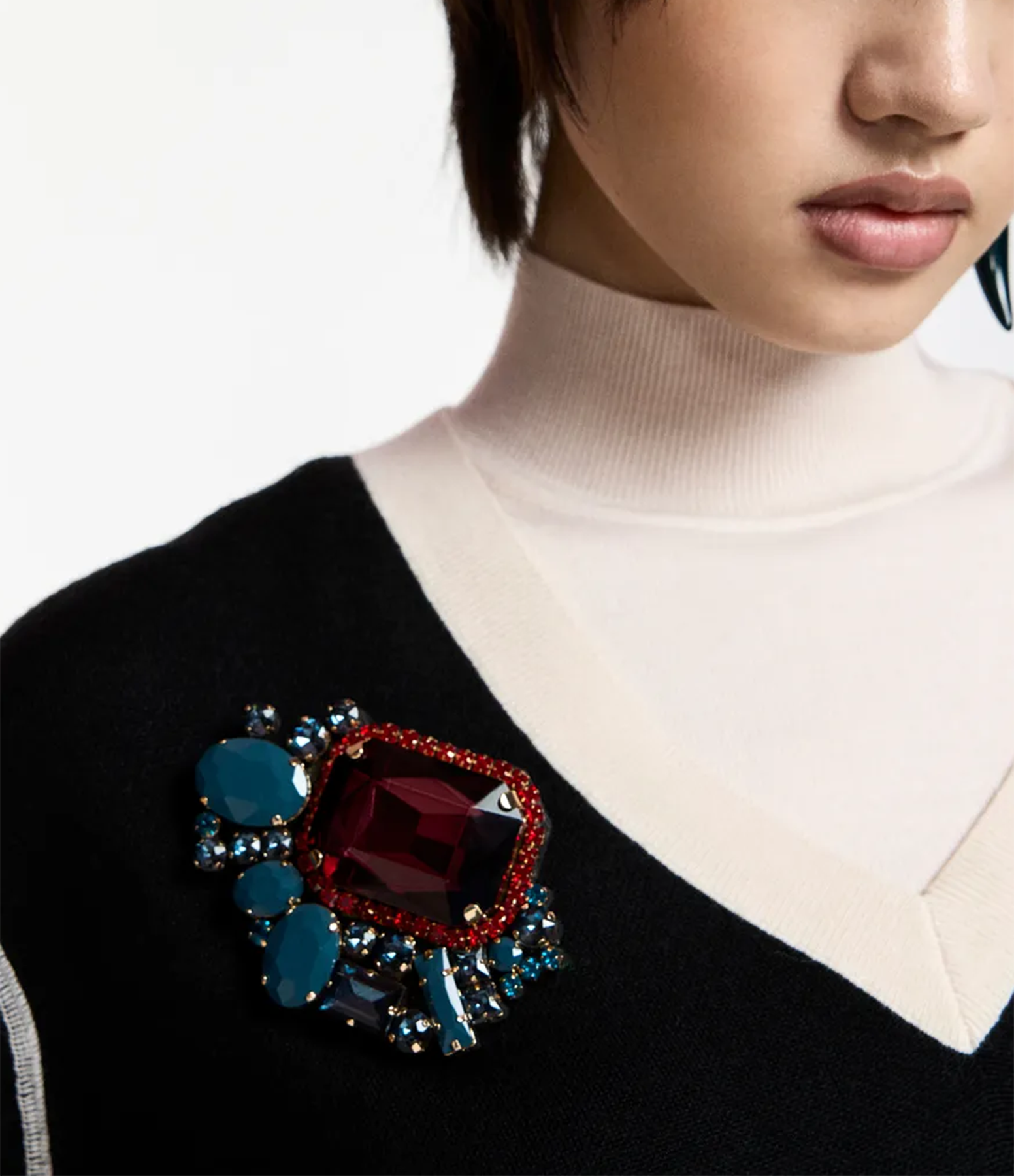 Broche Kube Rouge Bleu