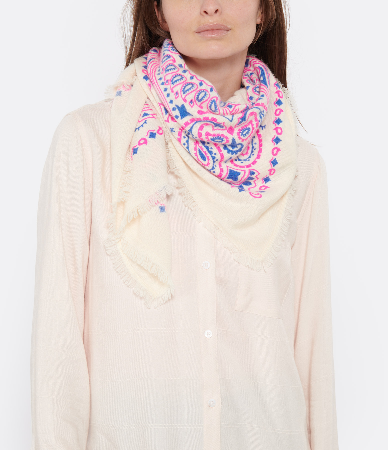 Écharpe Western  Cachemire Rose Bleu
