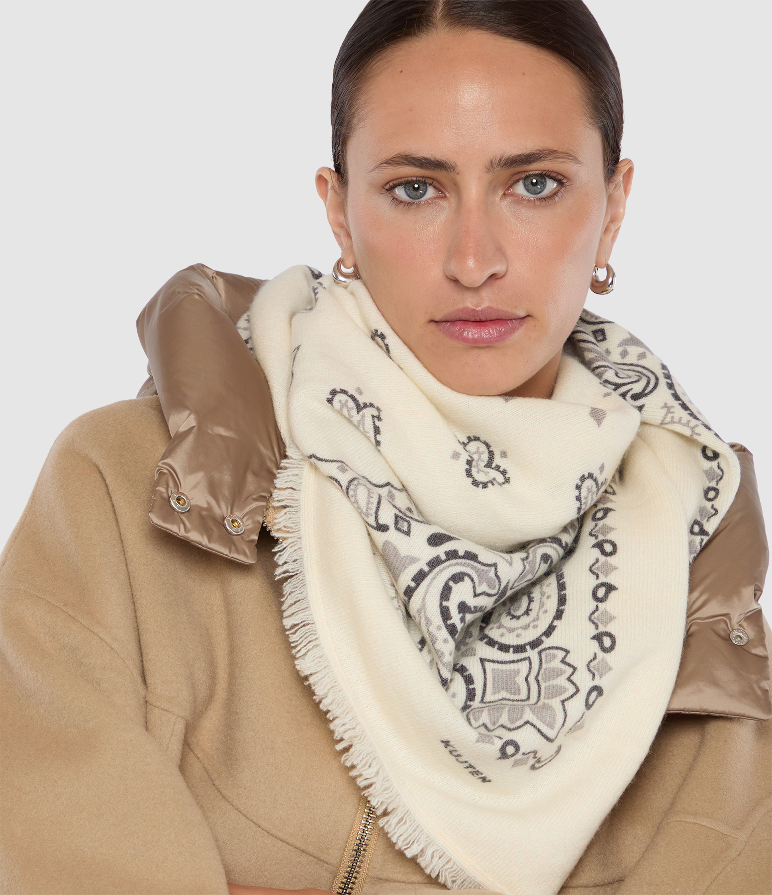 Foulard Hachiko Bico Blanc Gris