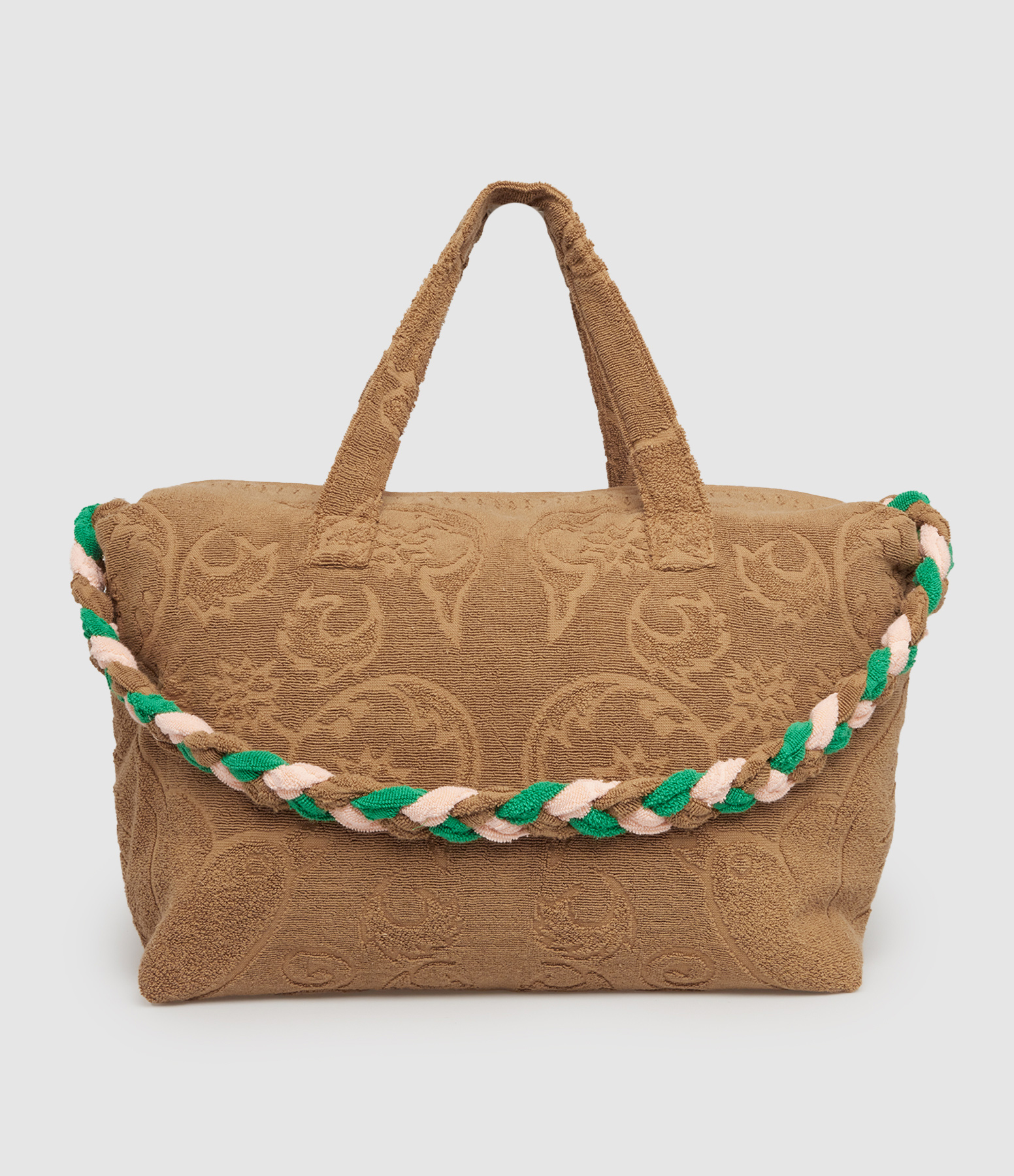 Delhi Medium Bleu Ciel - Sac cabas en cuir tressé, porté à l'épaule