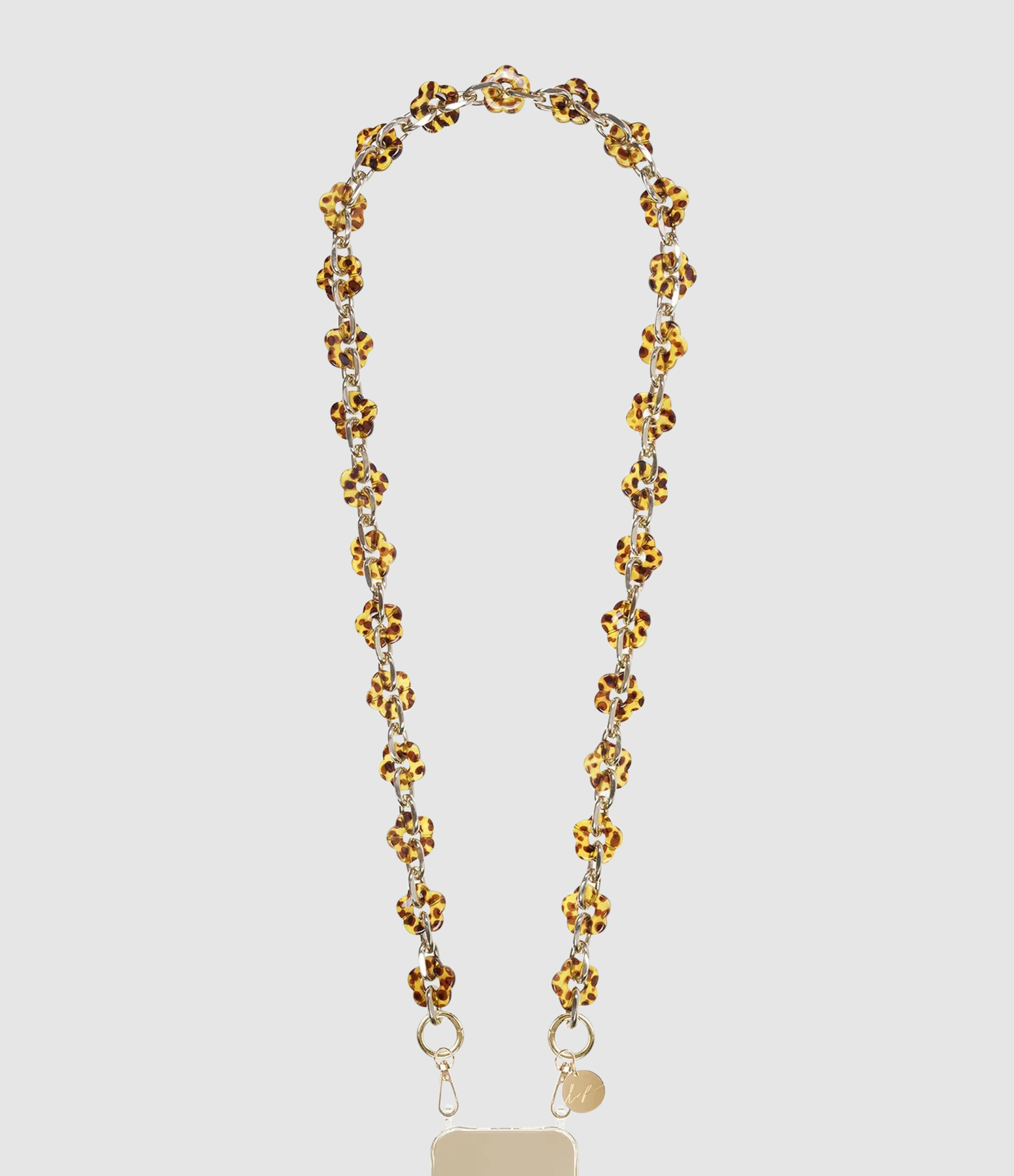 Chaine Longue Cassy Fleurs Ecaille Marron