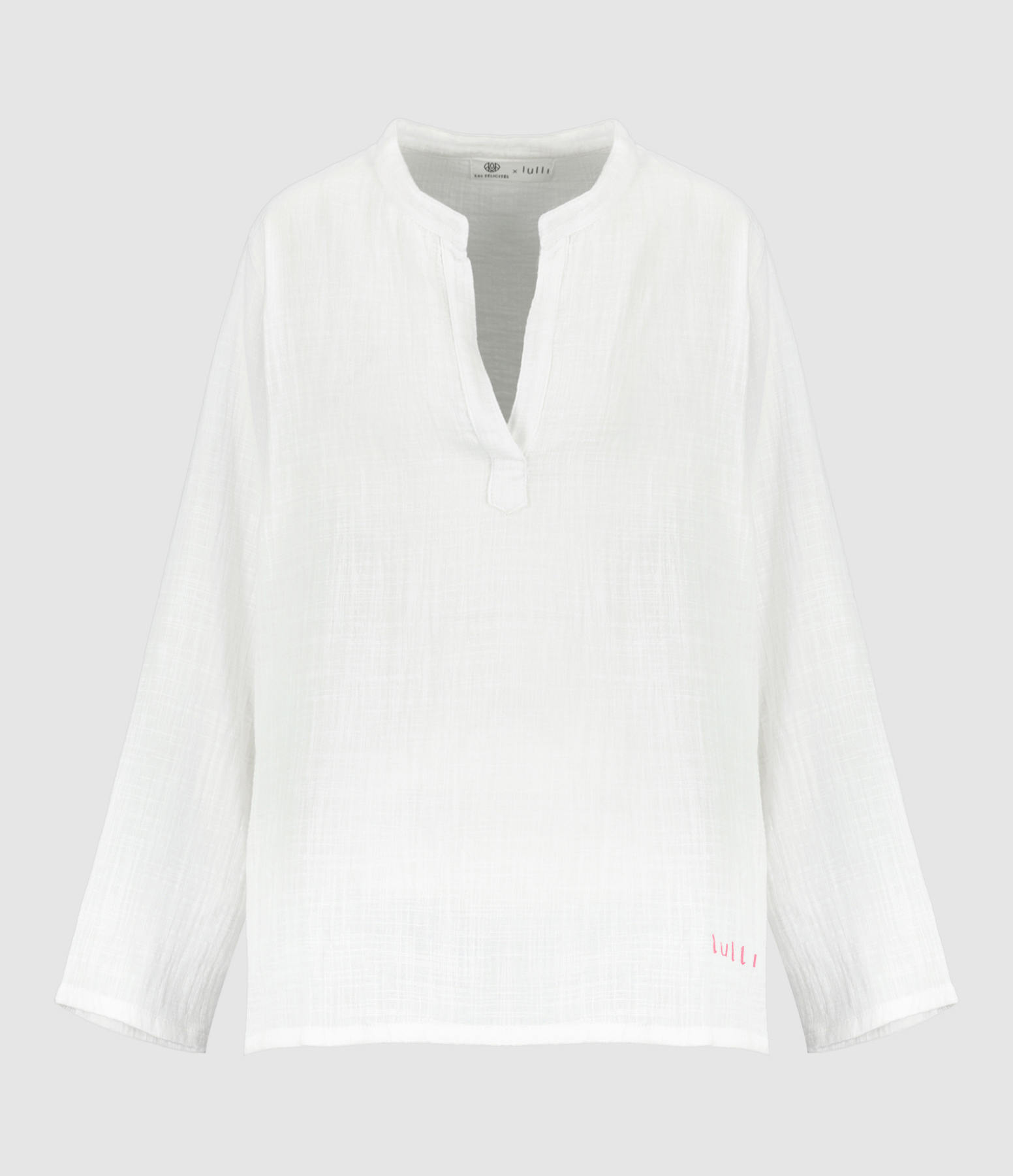 Blouse Coton Blanc Rose, Exclusivité Lulli