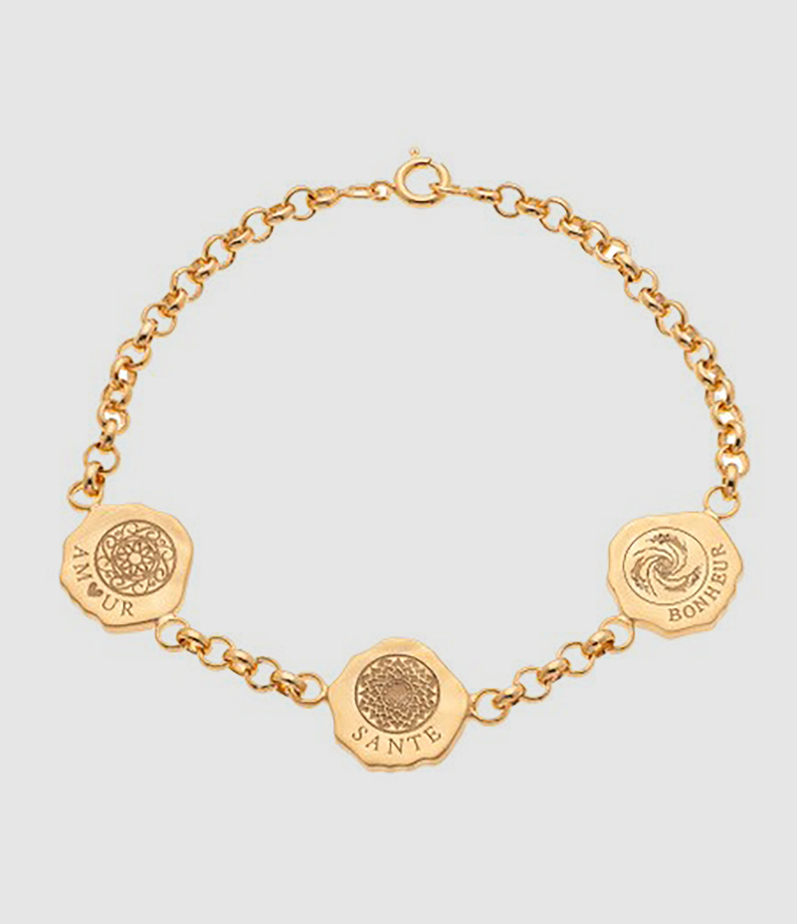 Bracelet Gourmette 3 Mandalas Doré