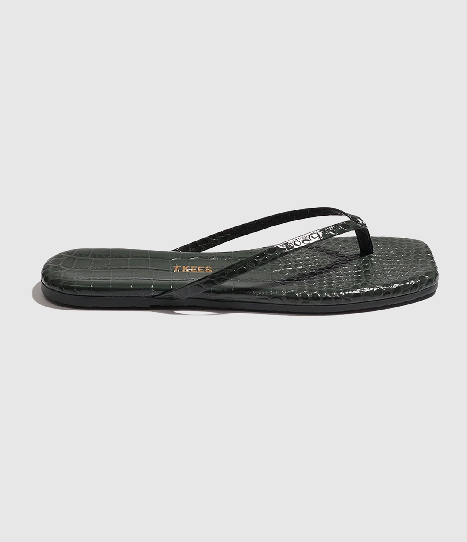 Tongs Square Toe Lily Croc Emerald