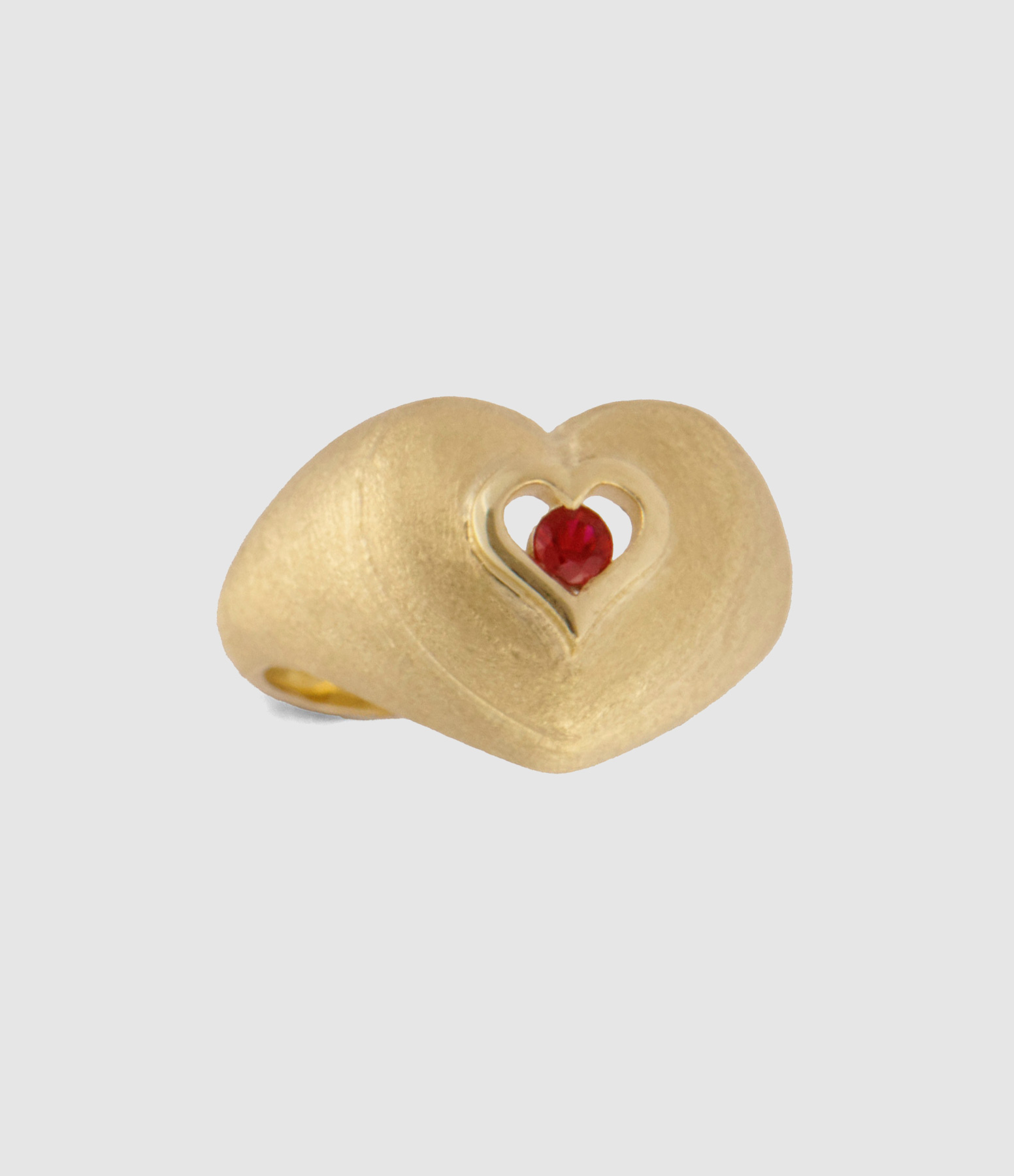 Chevalière Cœur Rubis Or Jaune