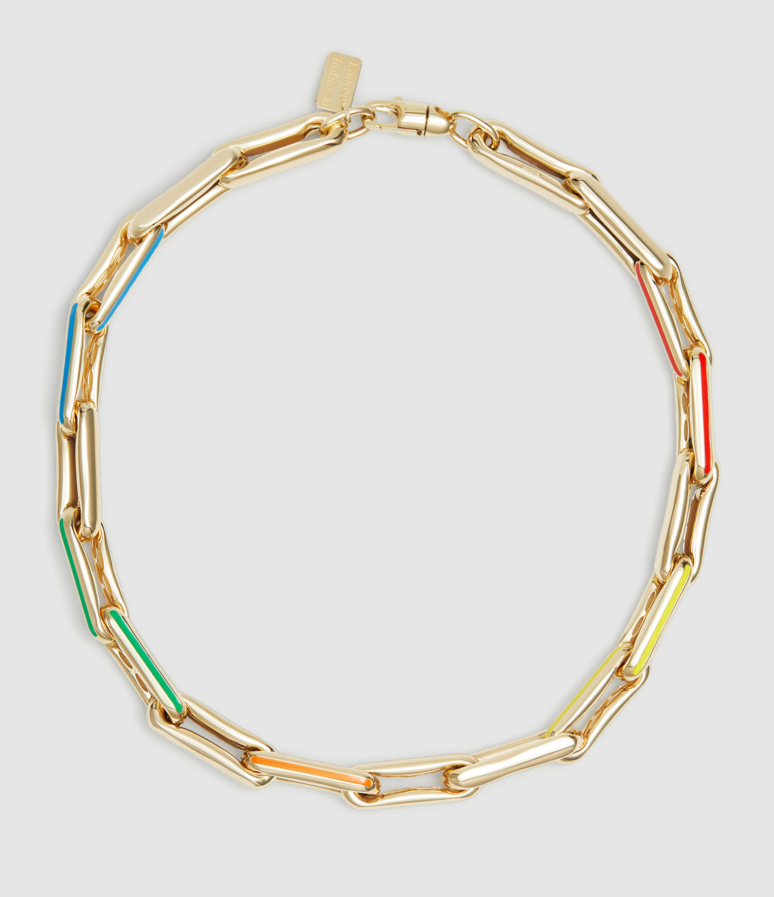 Collier Large Émail Rainbow Or Jaune