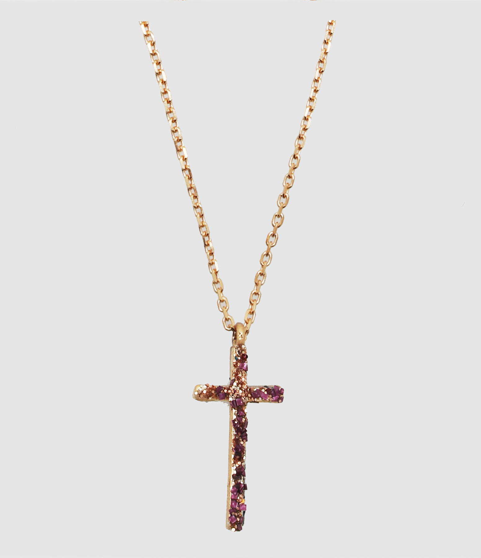 Collier Croix L Violet
