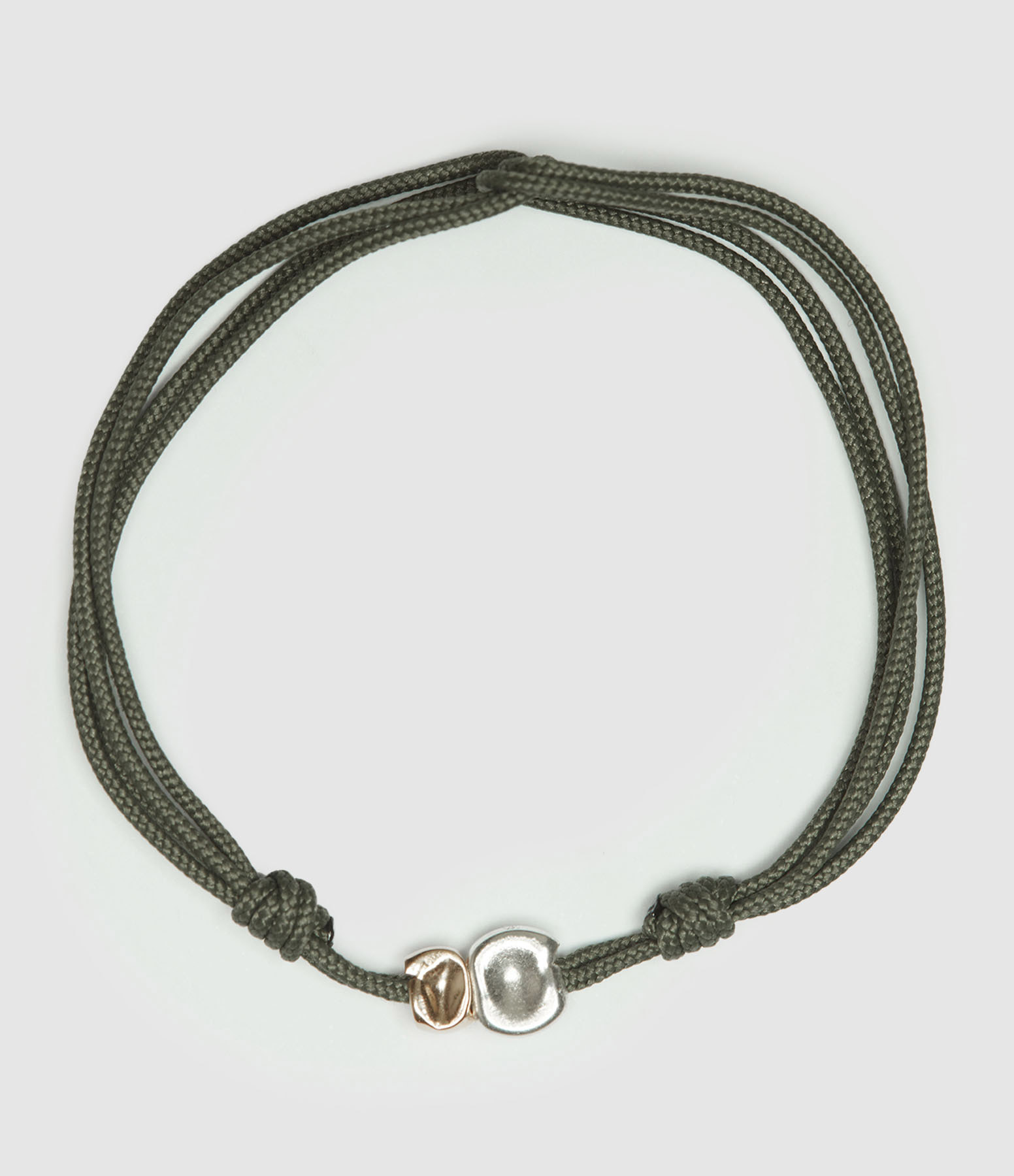 Bracelet Sublime Cordon Pépite Or Argent Kaki