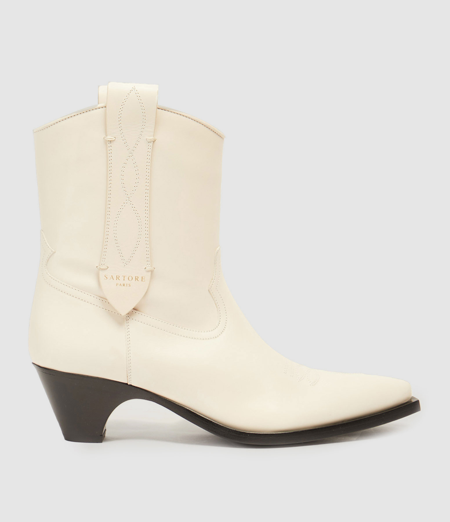 Bottines Justine Cuir Écru, Collaboration Made in Tomboy x Sartore