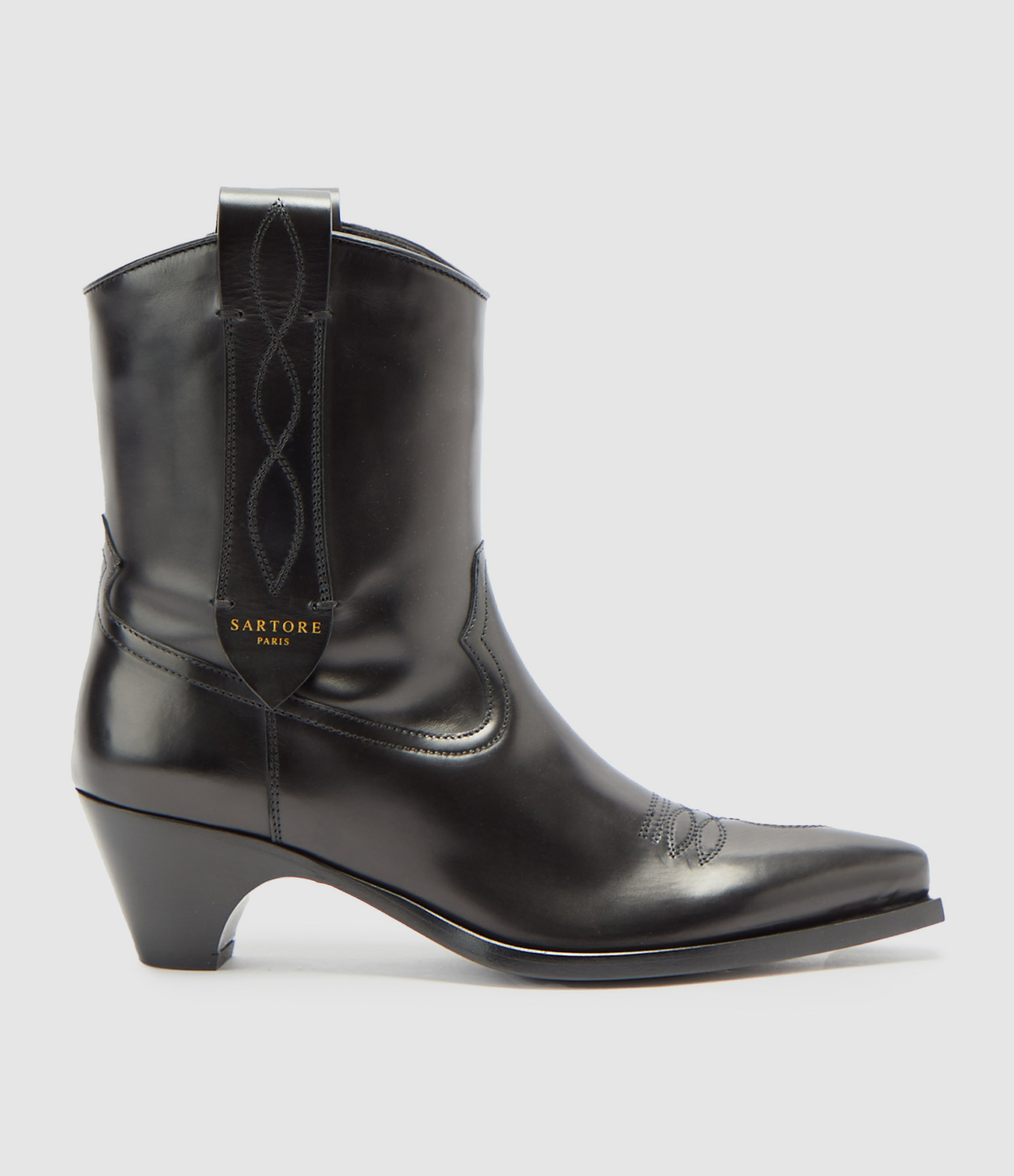 Bottines Justine Cuir Noir, Collaboration Made in Tomboy x Sartore 