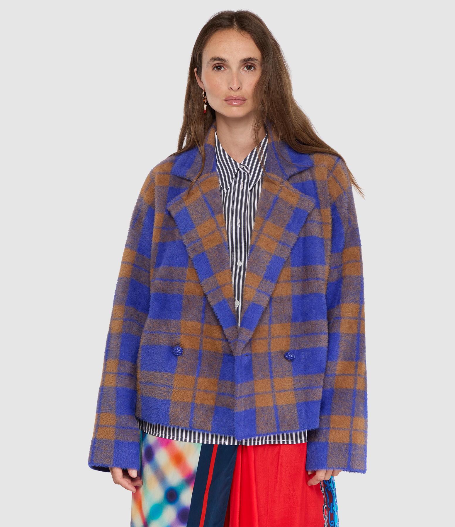 Cardigan Karreau Bleu Brun