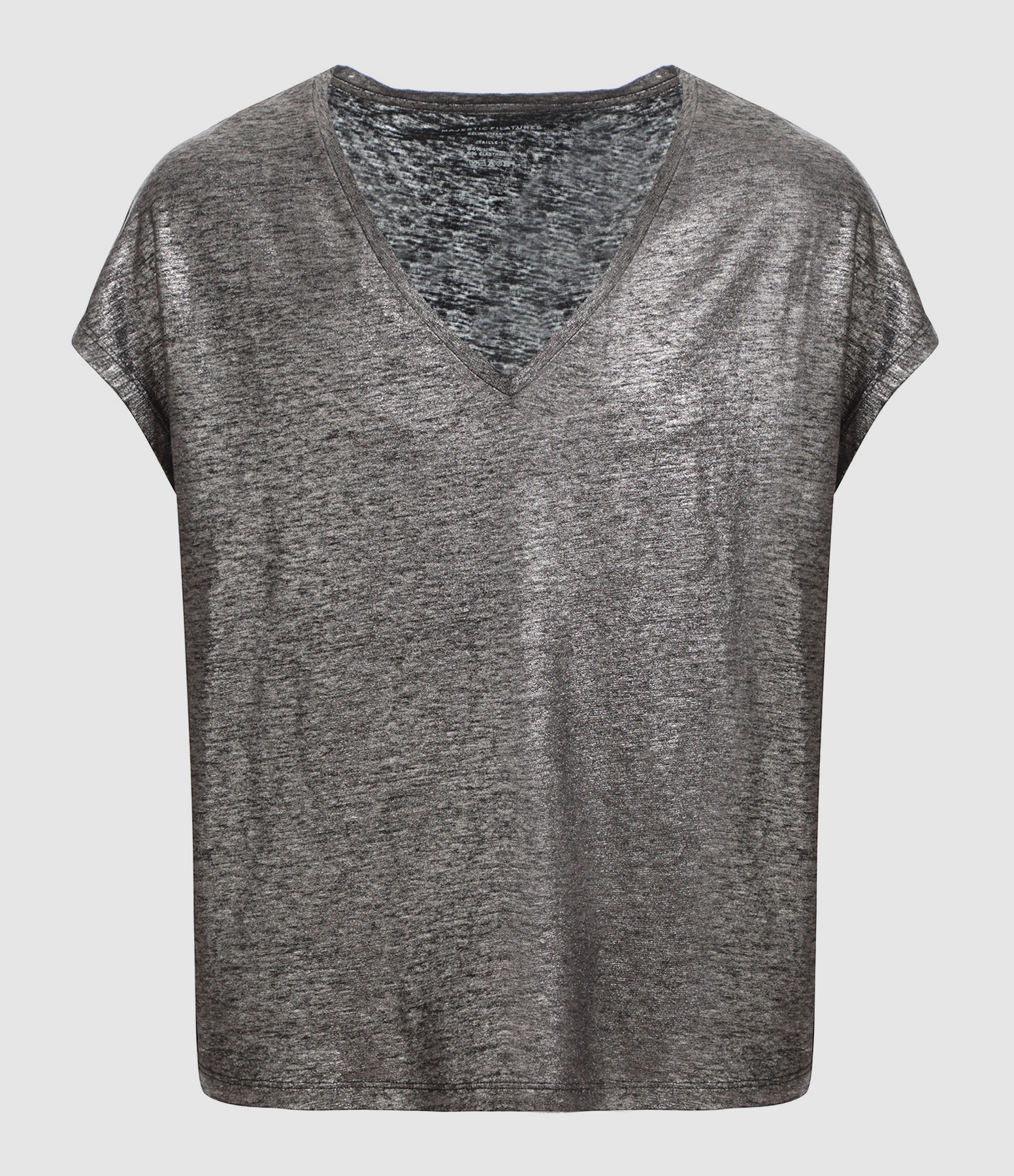 MAJESTIC FILATURES - Tee-shirt Col V Lin Noir