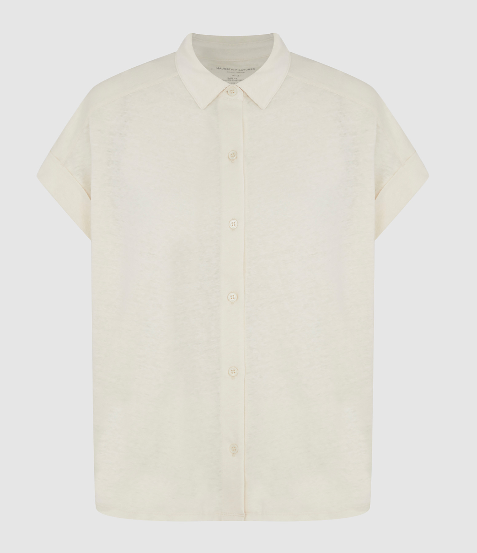 Chemise Manches Courtes Beige