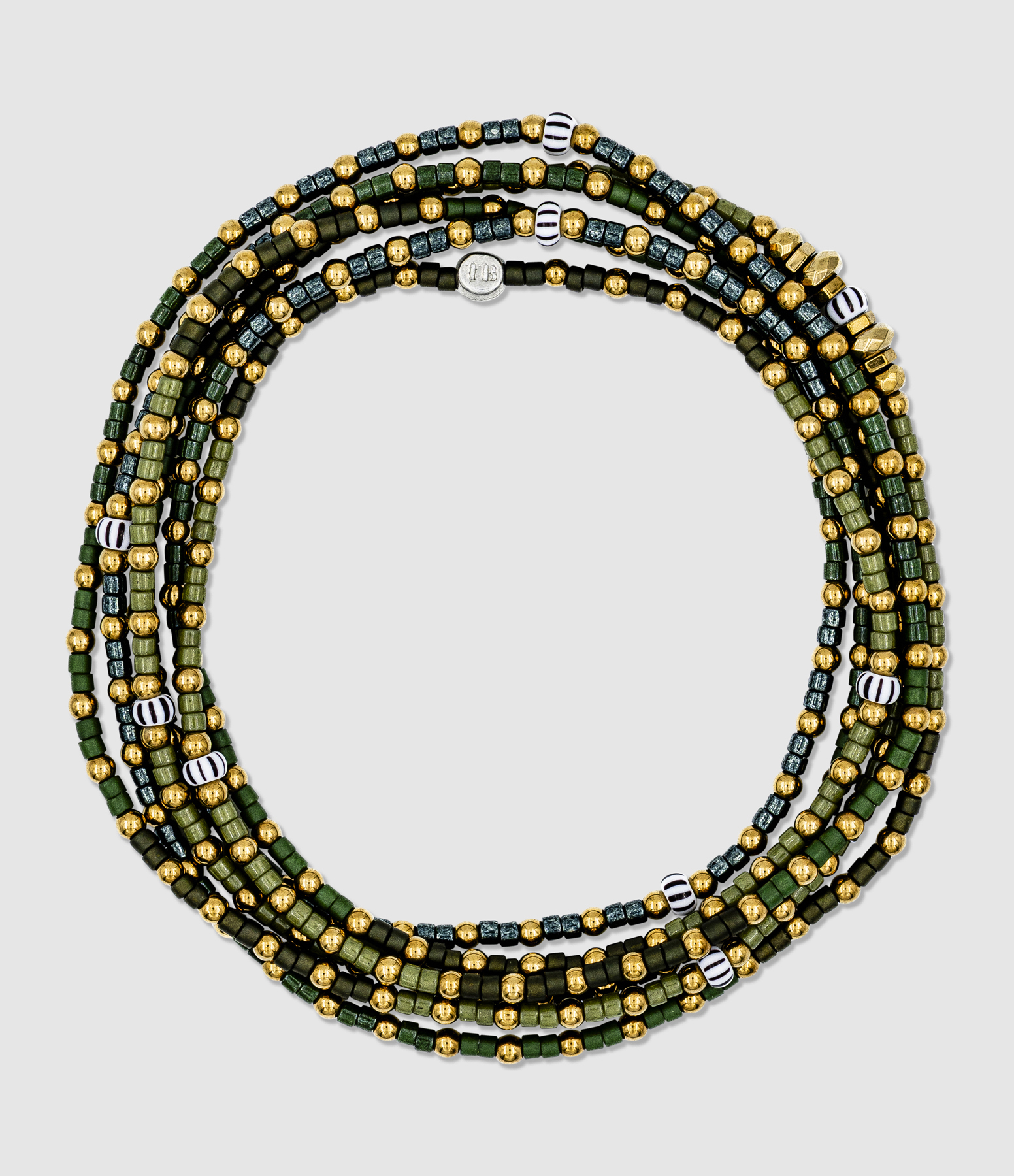 Collier et Bracelet 6 Tours Matcha Vert 103cm