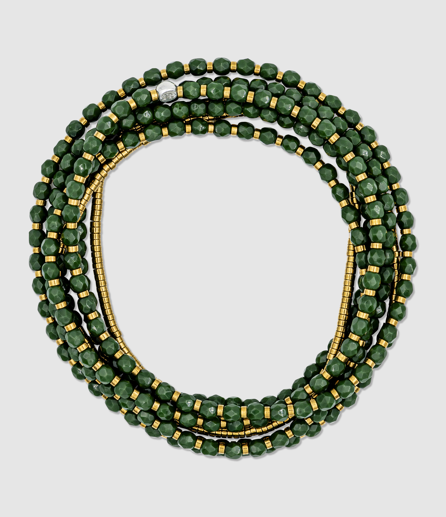 Collier et Bracelet 7 Tours Maté Vert 120cm