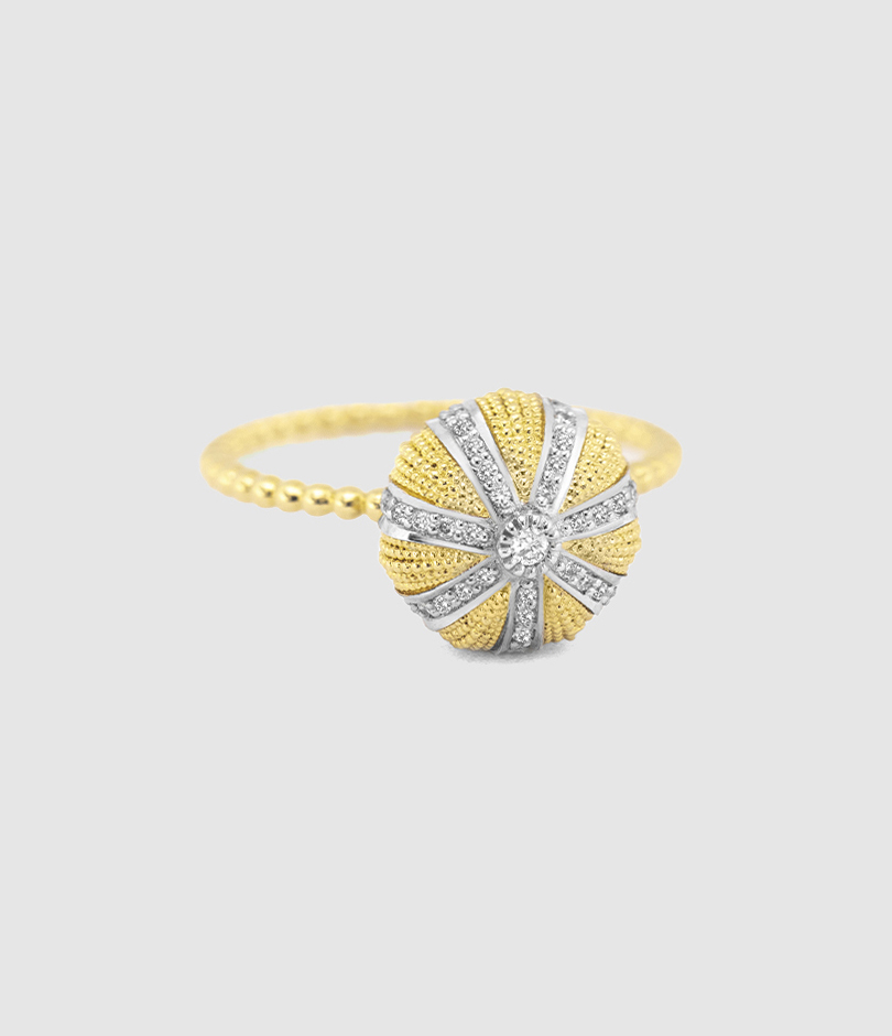 Bague Oursin Petit Modèle Diamants Or Jaune