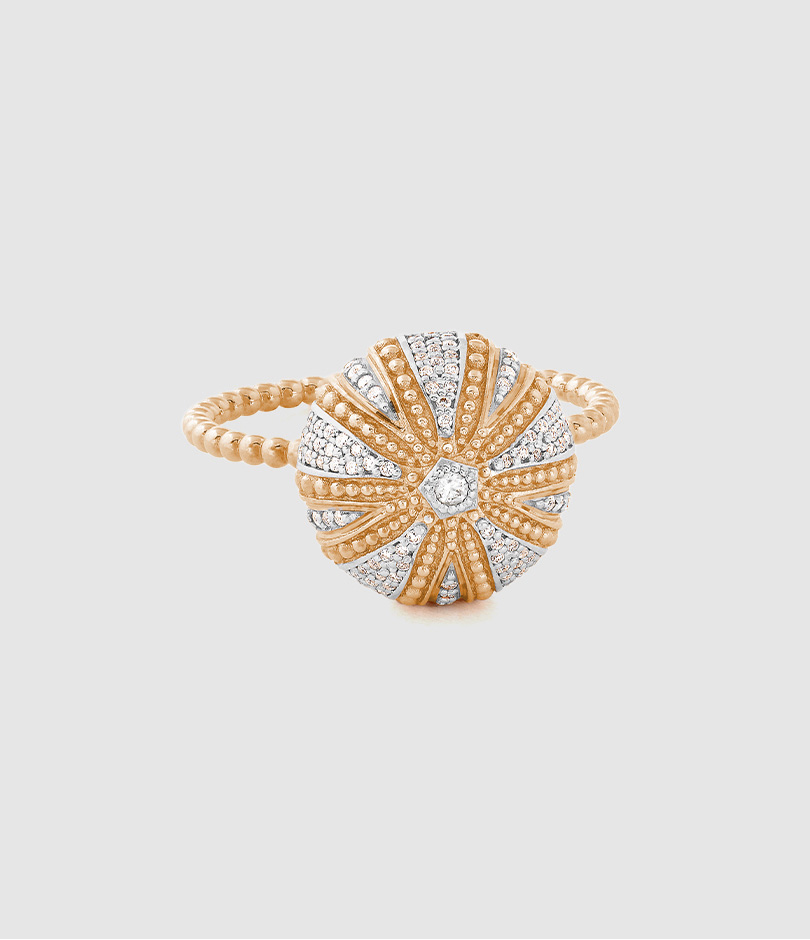 Bague Oursin Moyen Modèle Diamants Or Rose