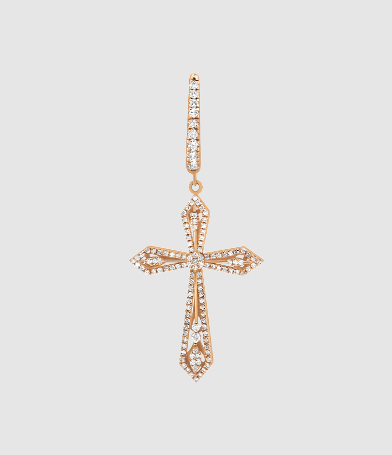 Créole Anghjula Diamants Or Rose (vendue à l'unité)