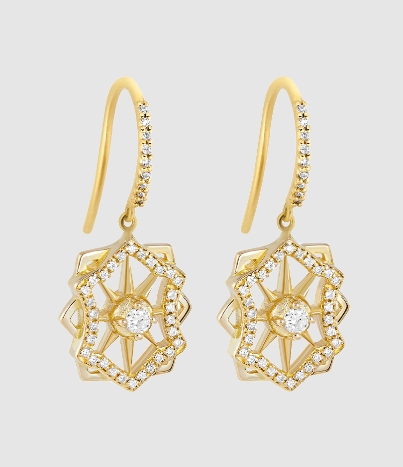 Boucles d'oreilles Dormeuses Rosula Diamants Or Jaune