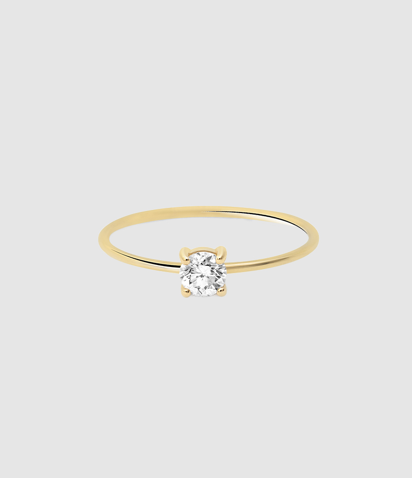 Bague Solitaire Rond Diamant Or Jaune