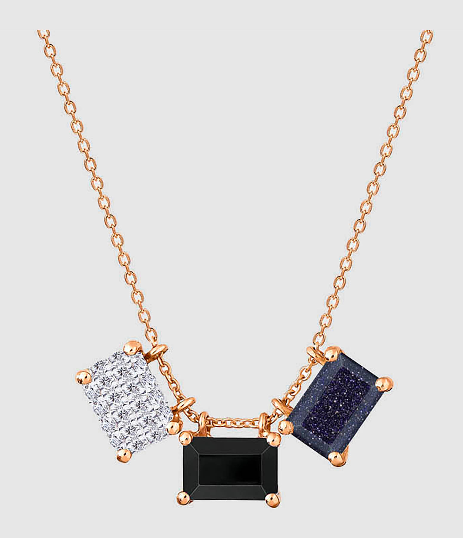 Collier Midnight 3 Mini Onyx Sandstone Diamants Or Rose
