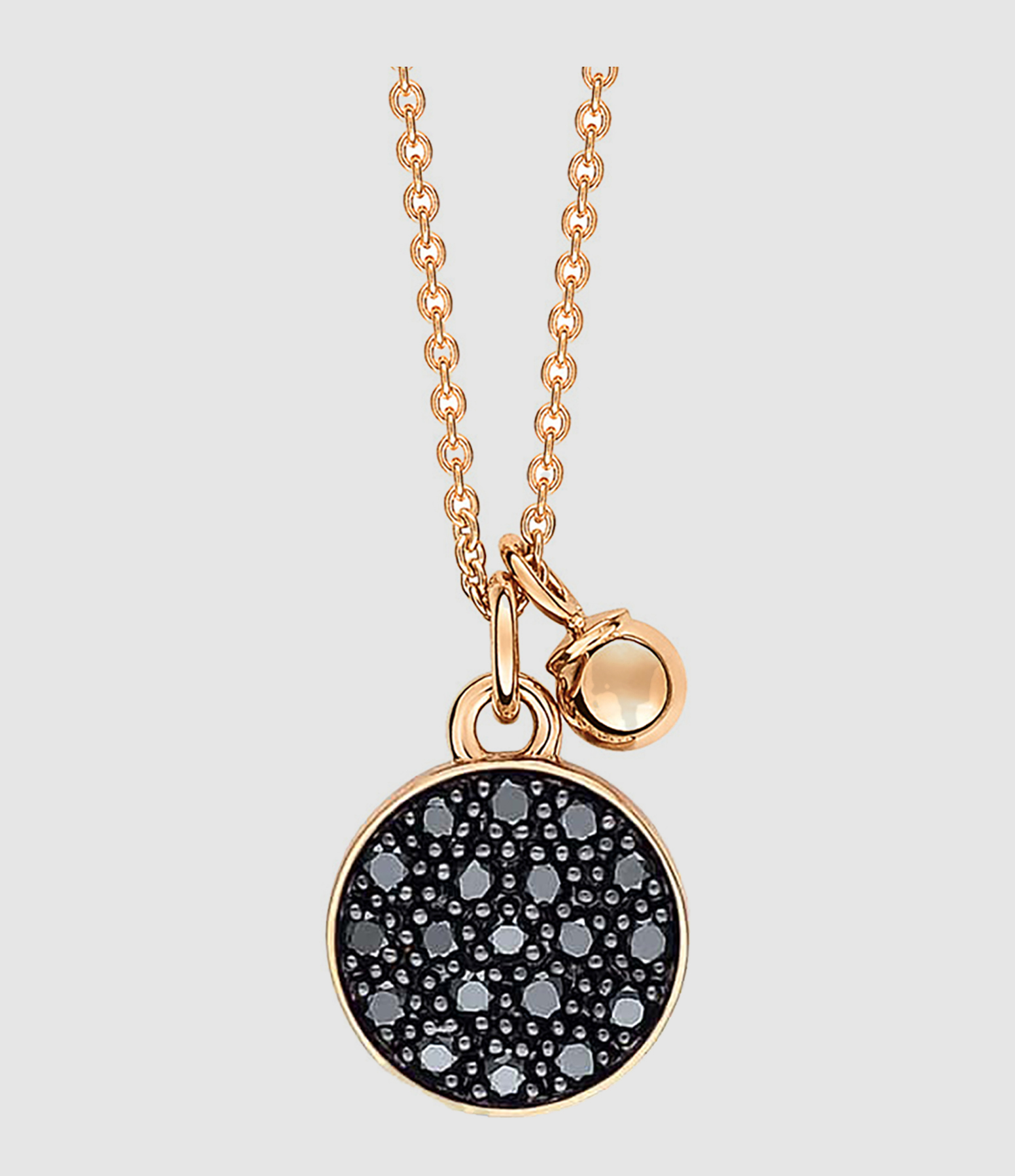 Collier Ever Mini Disc Diamants Noirs Or Rose