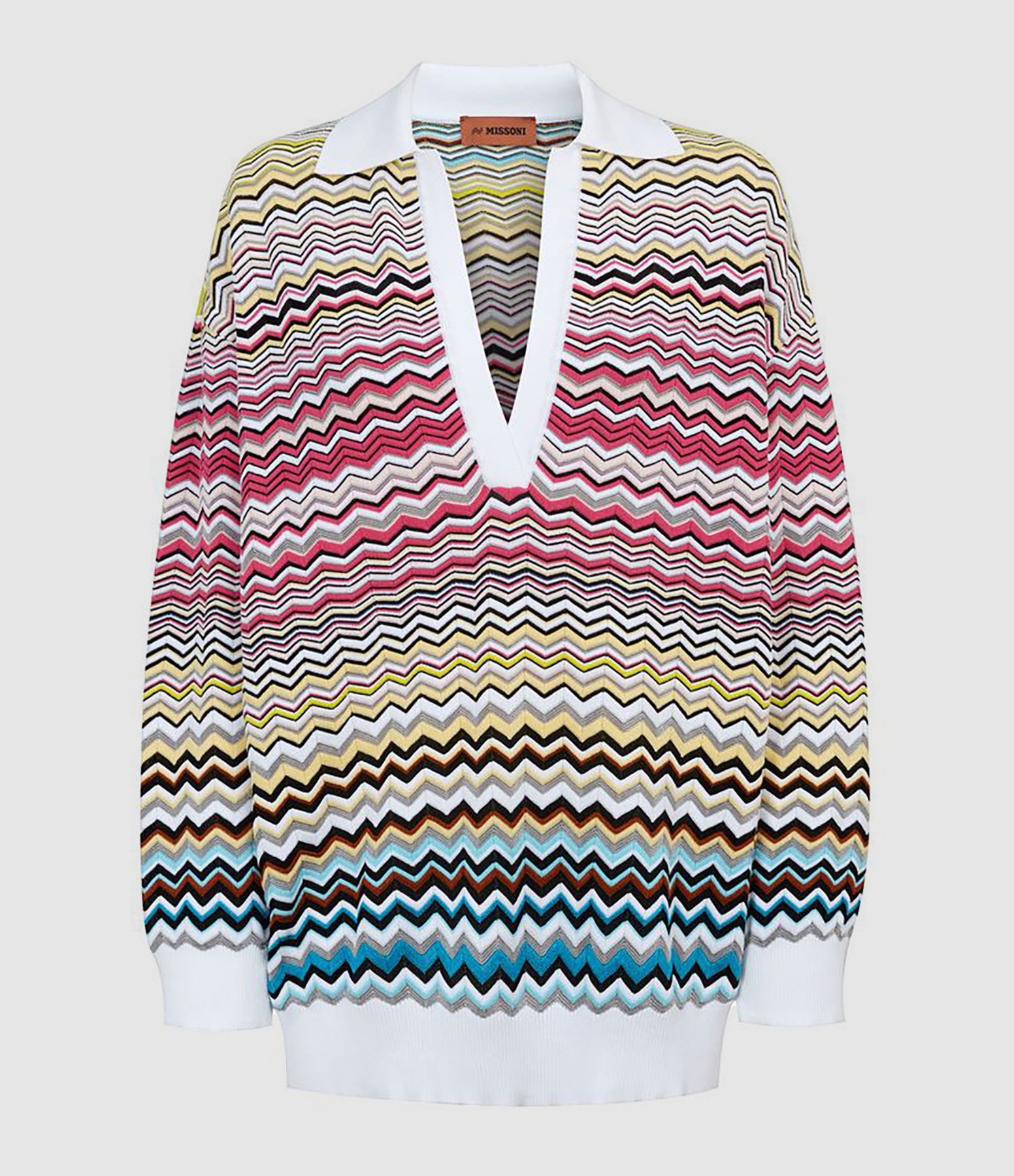 Pull Col V Coton Multicolore