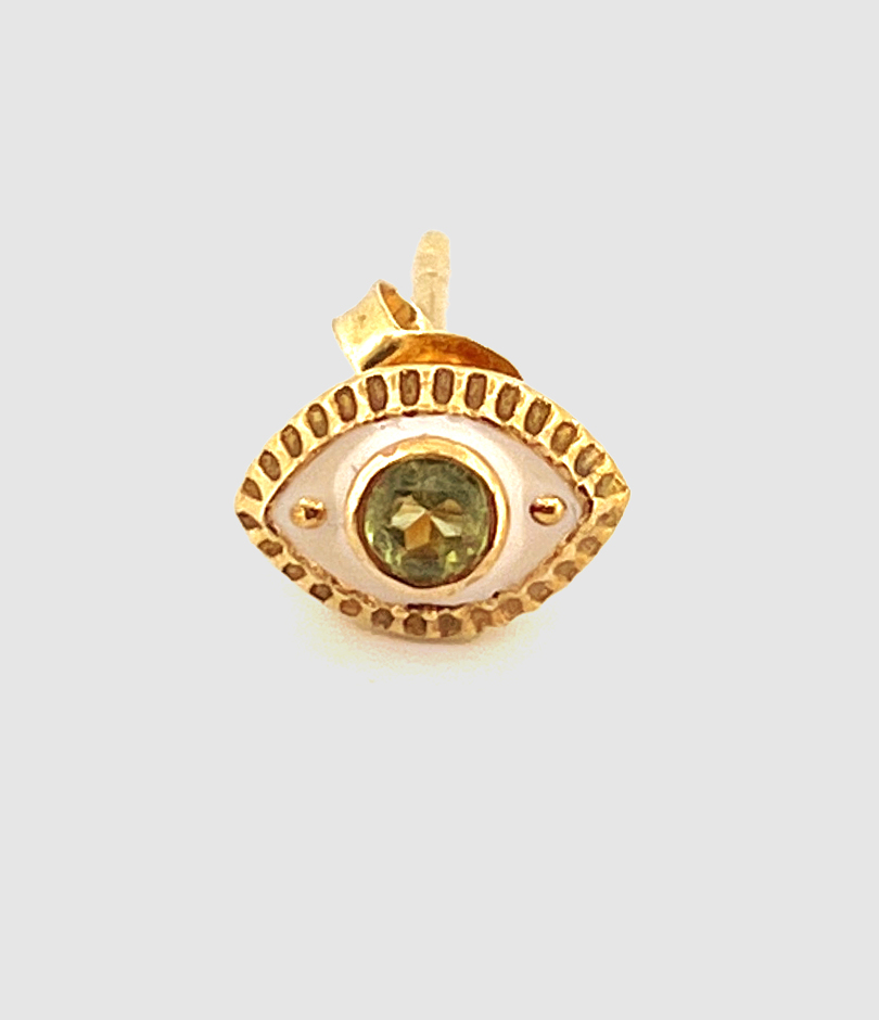 Boucle d'oreille Mini Oeil Stud Quartz Vert (Vendue à l'unité)