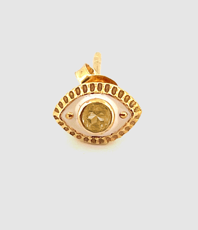 Boucle d'oreille Mini Oeil Stud Citrine Jaune (Vendue à l'unité)