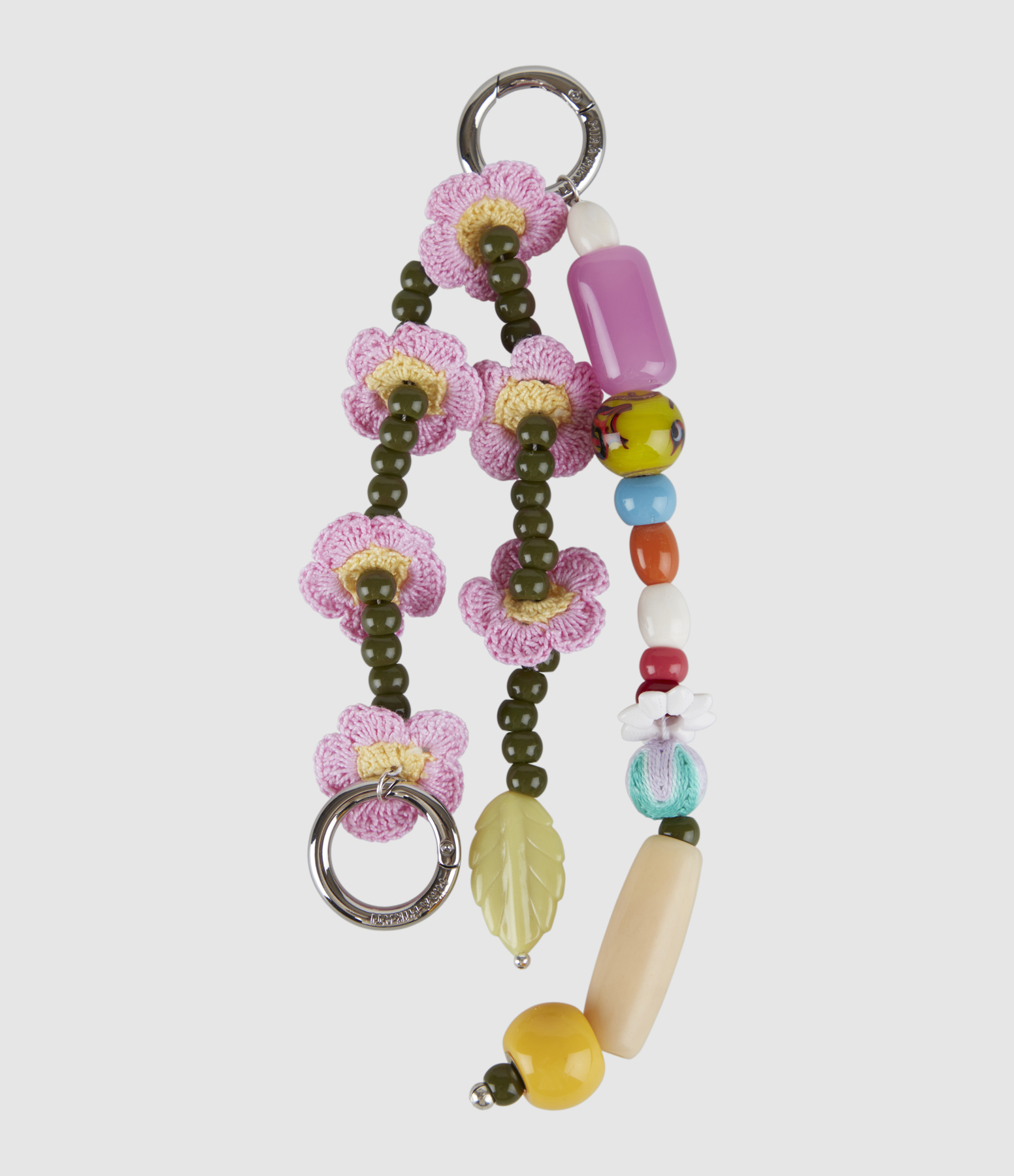 Porte-Clés Beaded With Crochet Flowers Multi