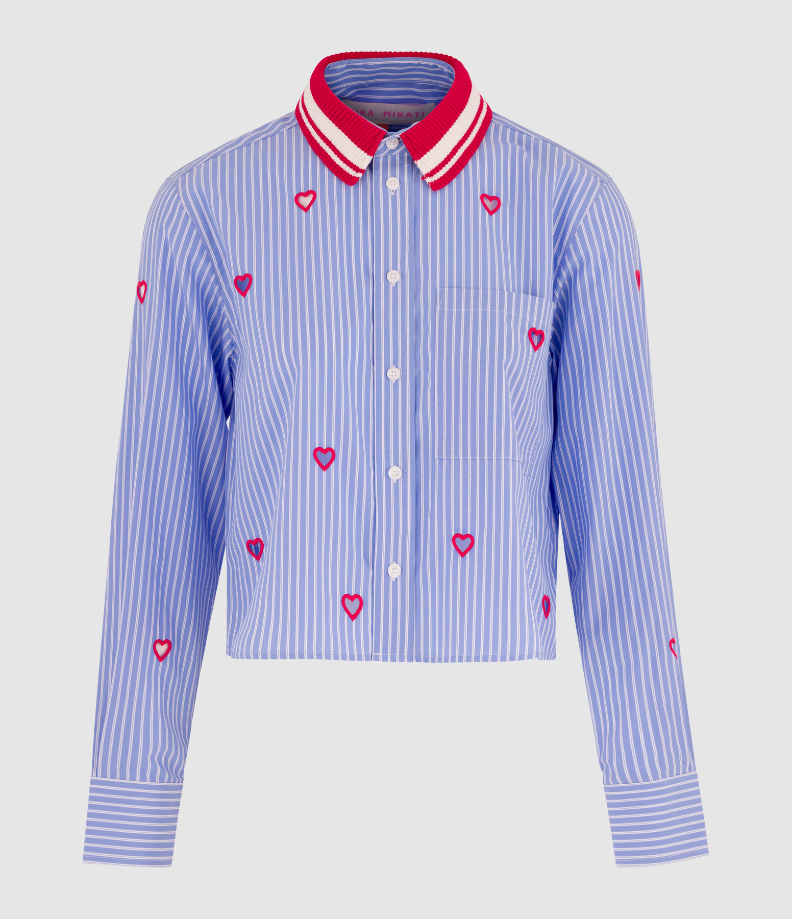 Chemise With Knitted Collar & Cut Out Hearts Blue/White Stripe