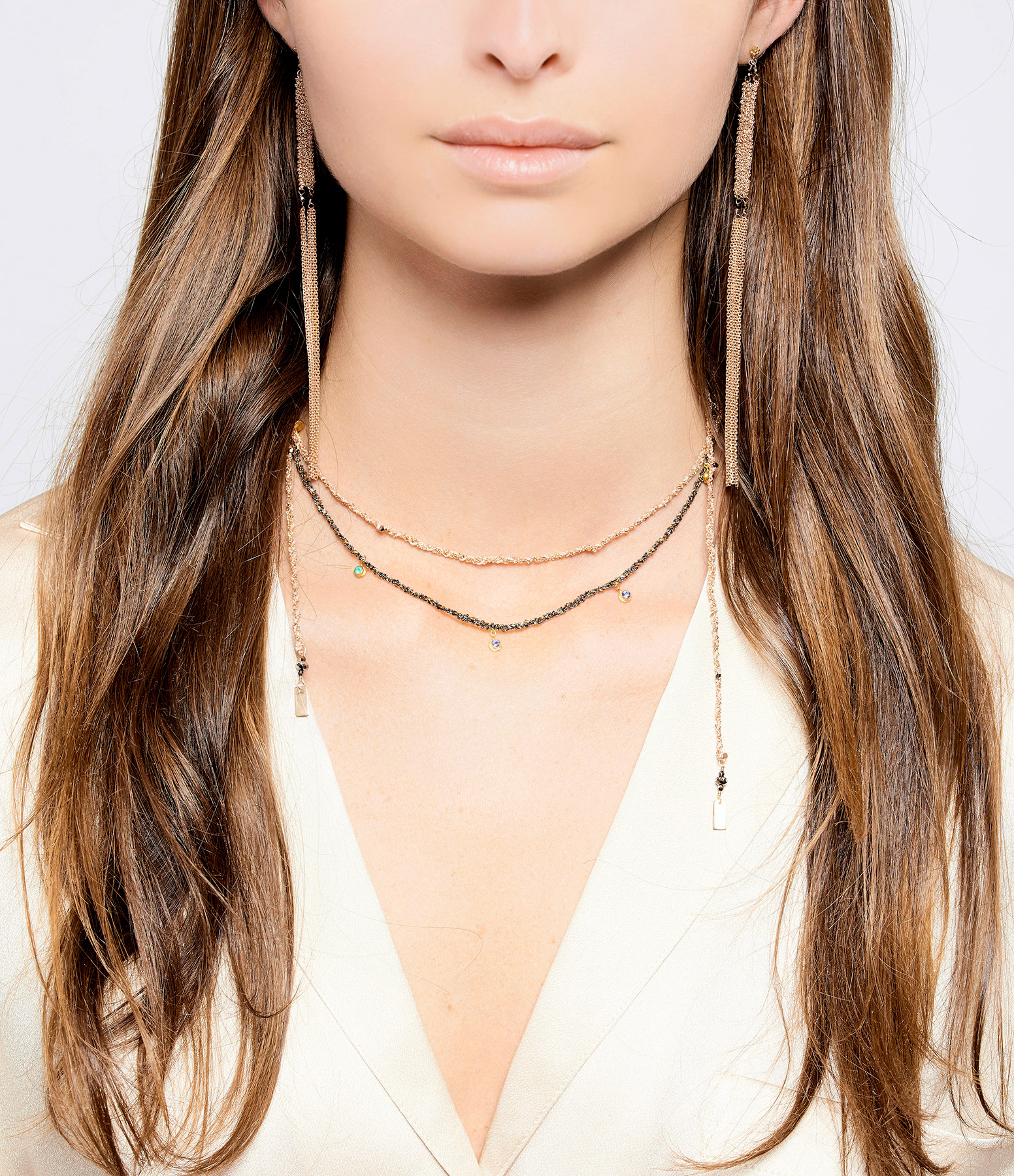 Collier Pampilles Ruthenium Lurex Doré