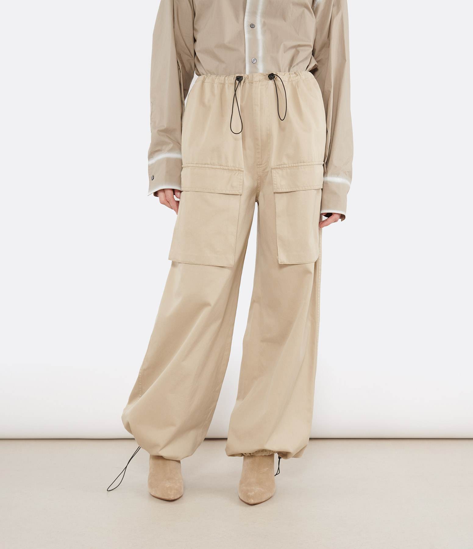 Pantalon Cargo Coton Beige