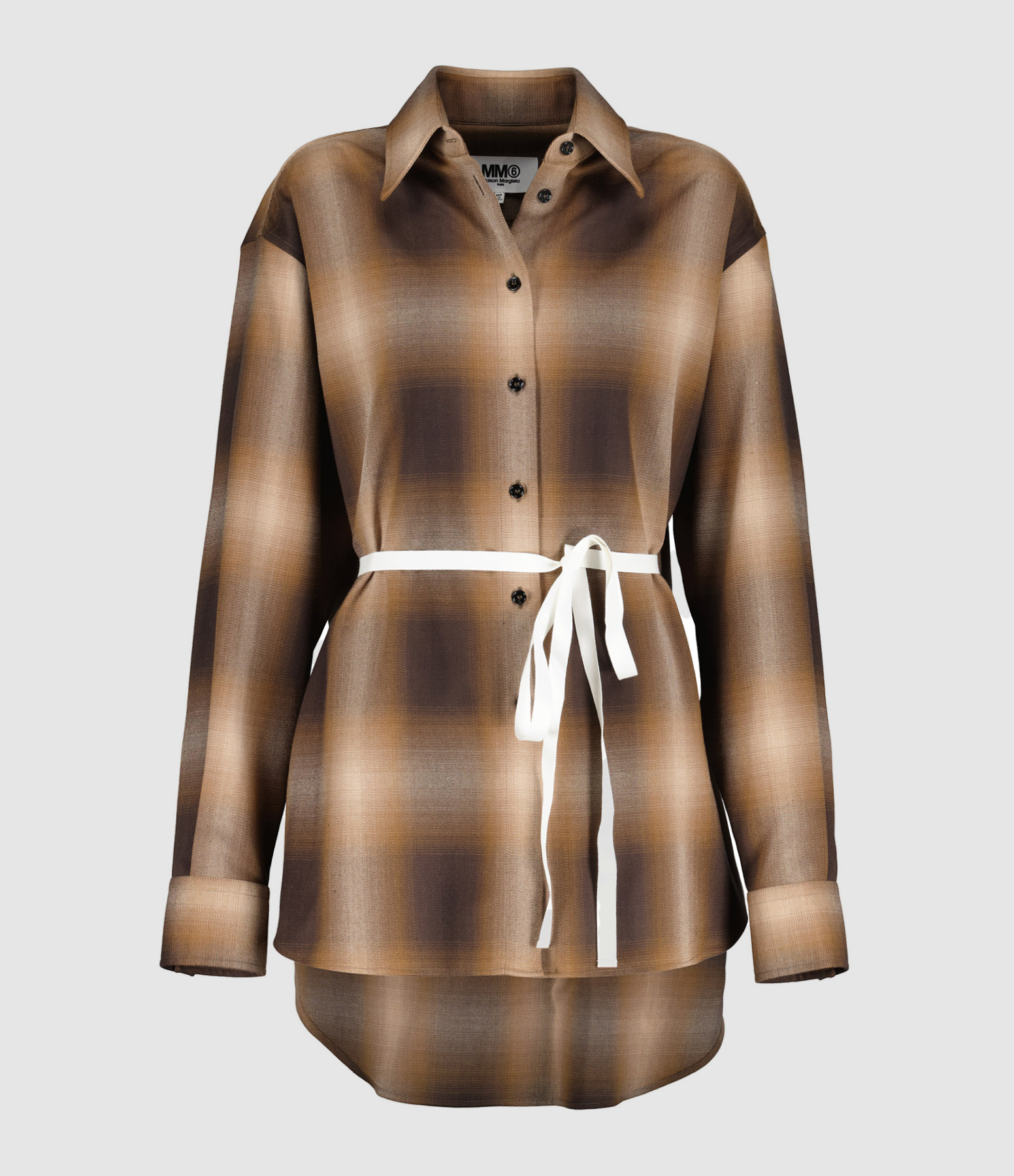 Chemise Longue Carreaux Marron