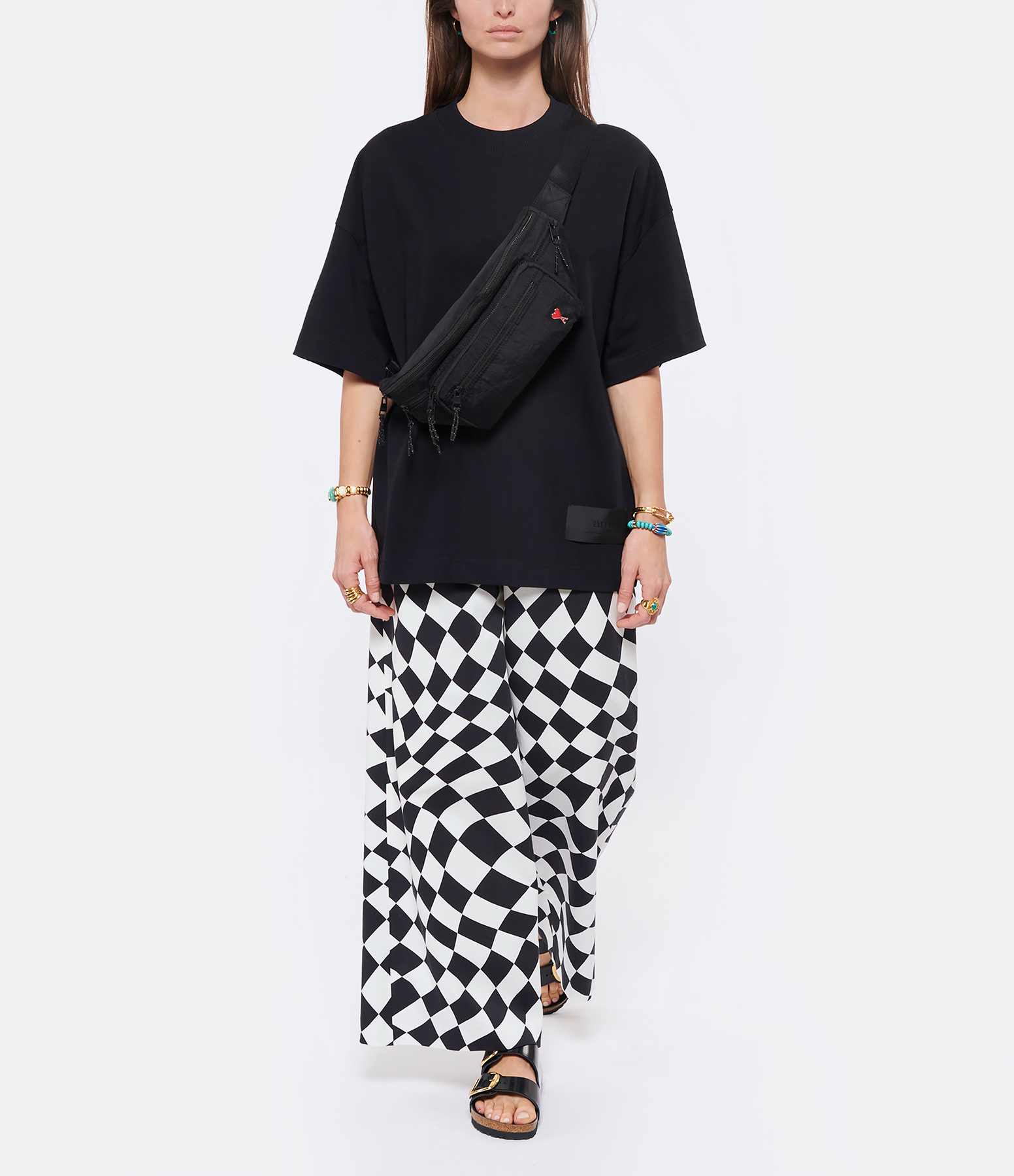 Pantalon Coton Carreaux Noir Blanc, Collection Studio