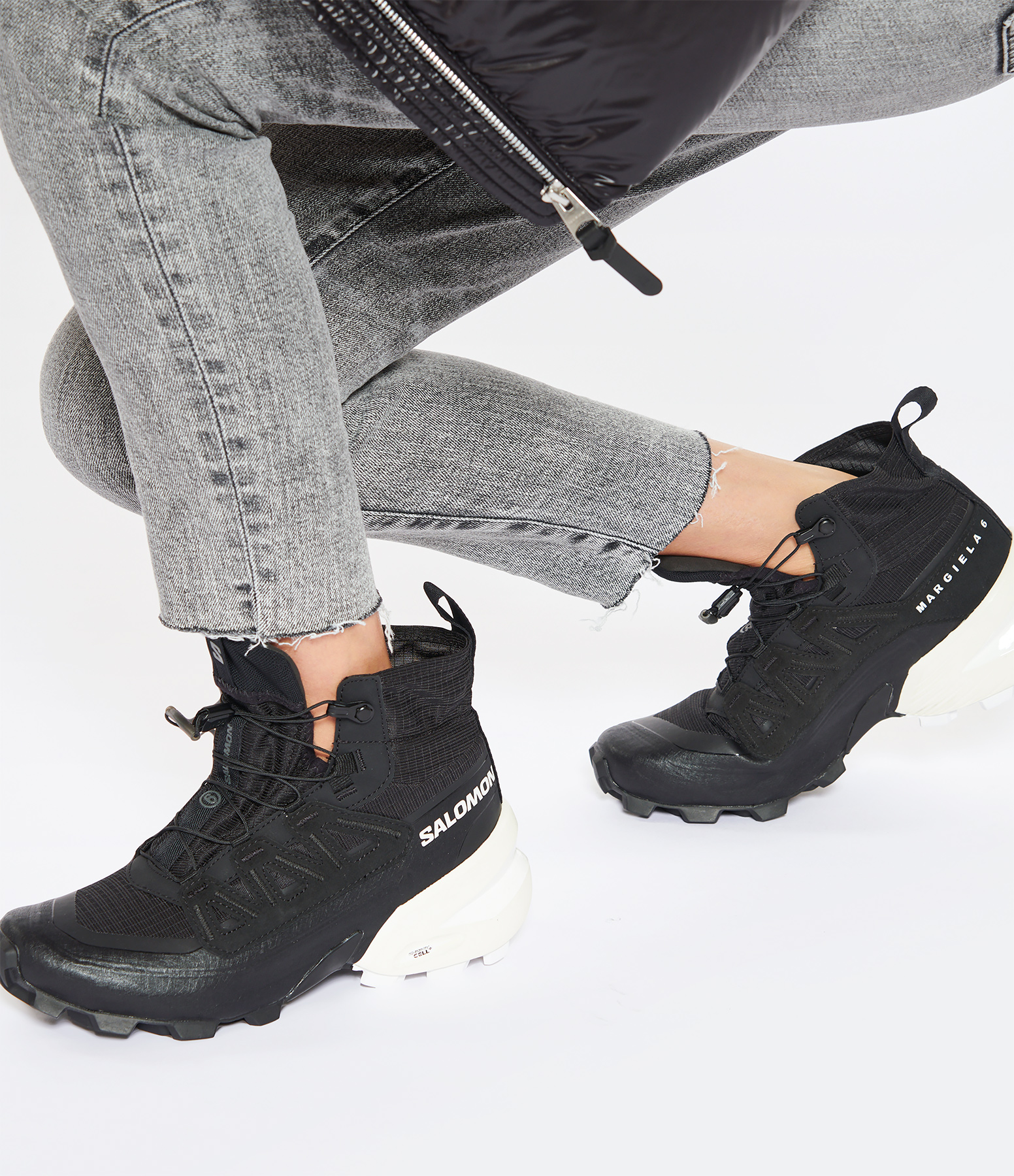 Baskets Cross High Cuir Noir, Collaboration MM6 x Salomon