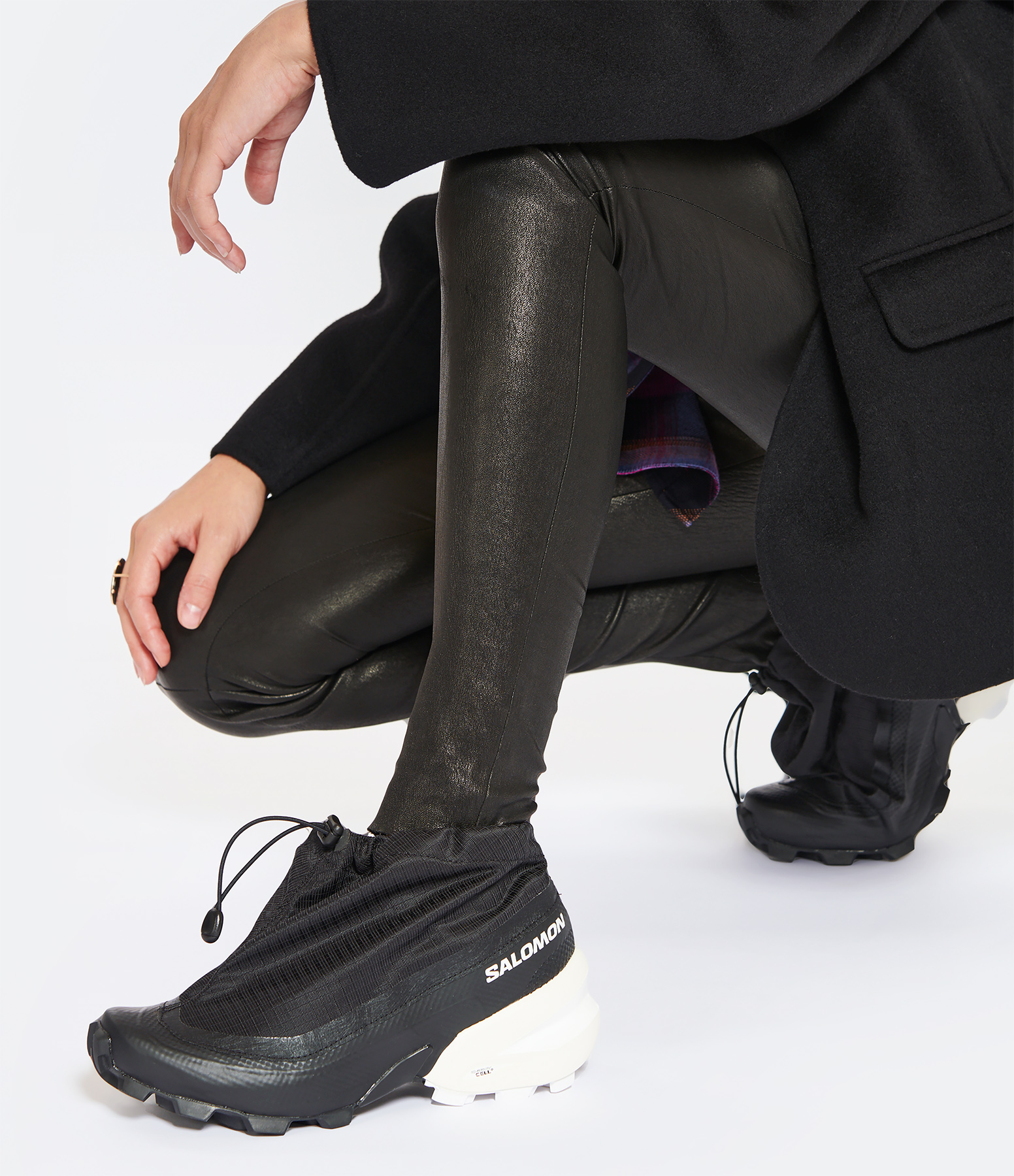 Baskets Cross Low Cuir Noir, Collaboration MM6 x Salomon