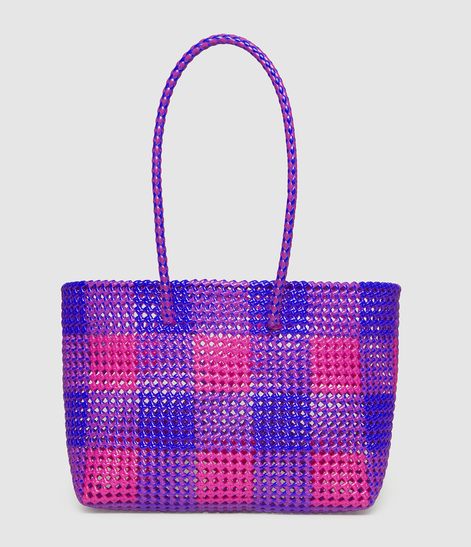 Sac Scoubidou L Grandes Anses Rose Fluo  Bleu Fonce