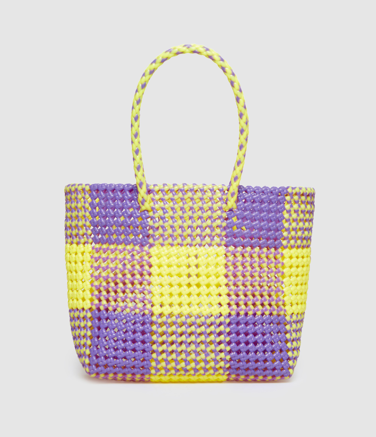 Sac Scoubidou M Petites Anses Jaune Fluo Violet