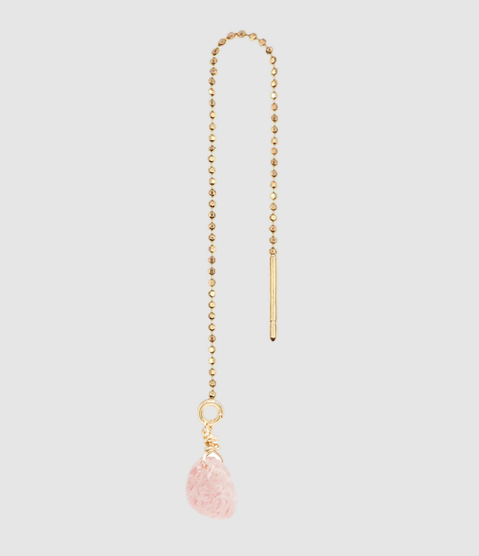 Boucle d'oreille Chaîne Courte Cœur Strawberry Quartz Rose (vendue à l'unité)
